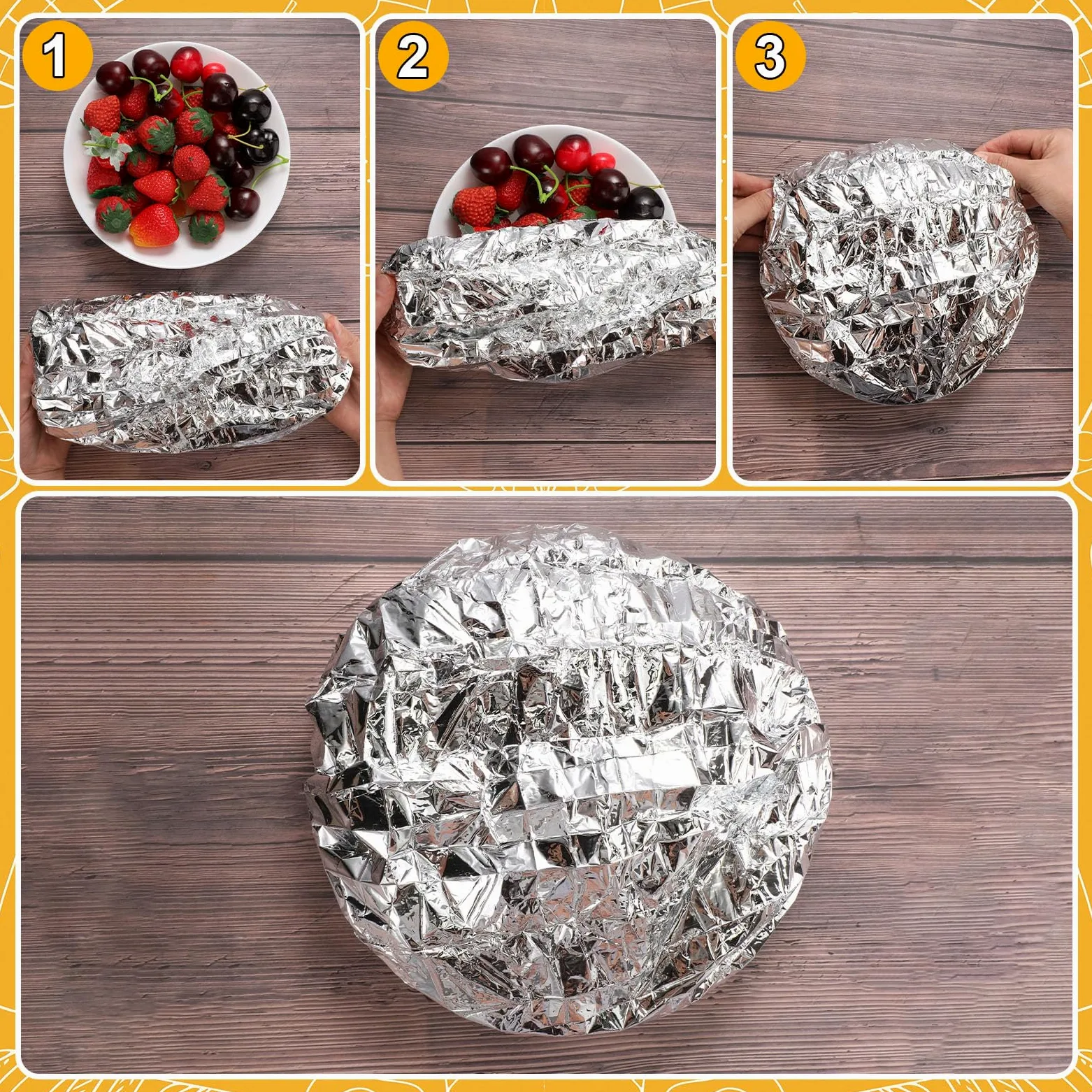 Remerry 200 coperture isolanti riutilizzabili in alluminio, coperture per alimenti in foglio di alluminio con elastico, pellicola isolante regolabile per mantenere la freschezza della cucina