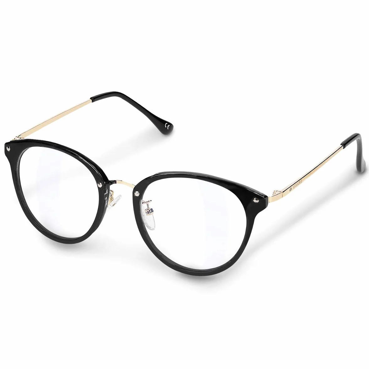 Navaris Occhiali non Graduati Retro Donna Uomo Unisex Lenti Tonde Montatura Nera