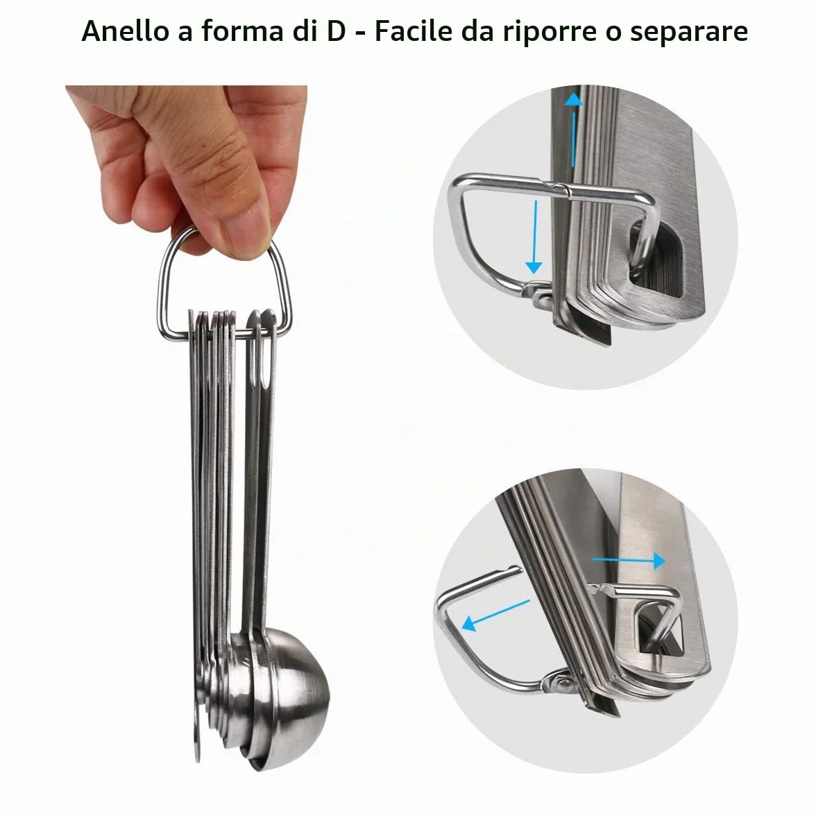Vicloon Cucchiai Dosatori, Set di 9 Misurini in Acciaio Inox 304 Measuring Spoons Preciso Cucina Misurini Cucchiai Dosatore Set per Misurazione a Secco e Ingredienti Liquidi