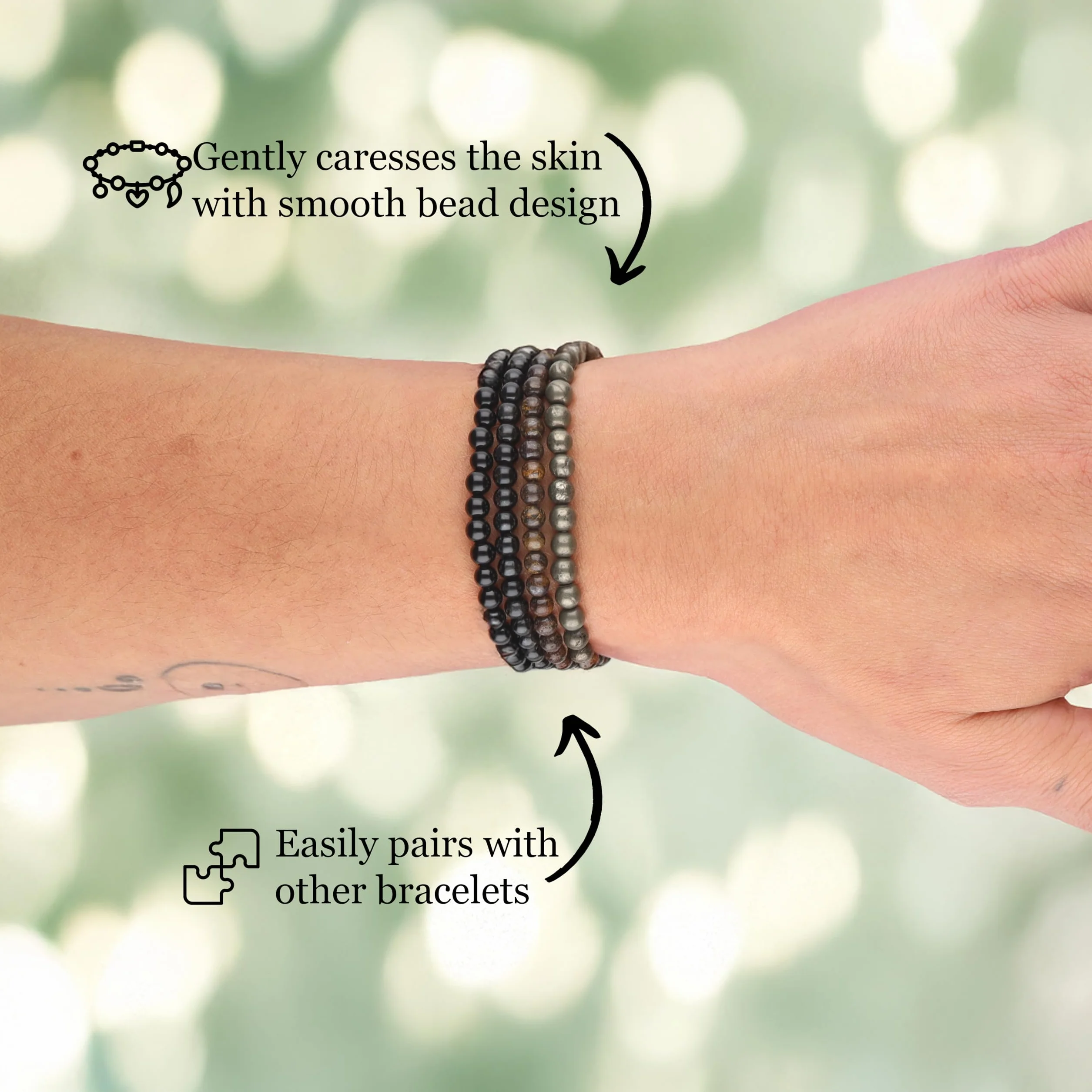 Lebensquelle Plus Mini Bracciale con Perline 4-5 mm Pietra Preziosa