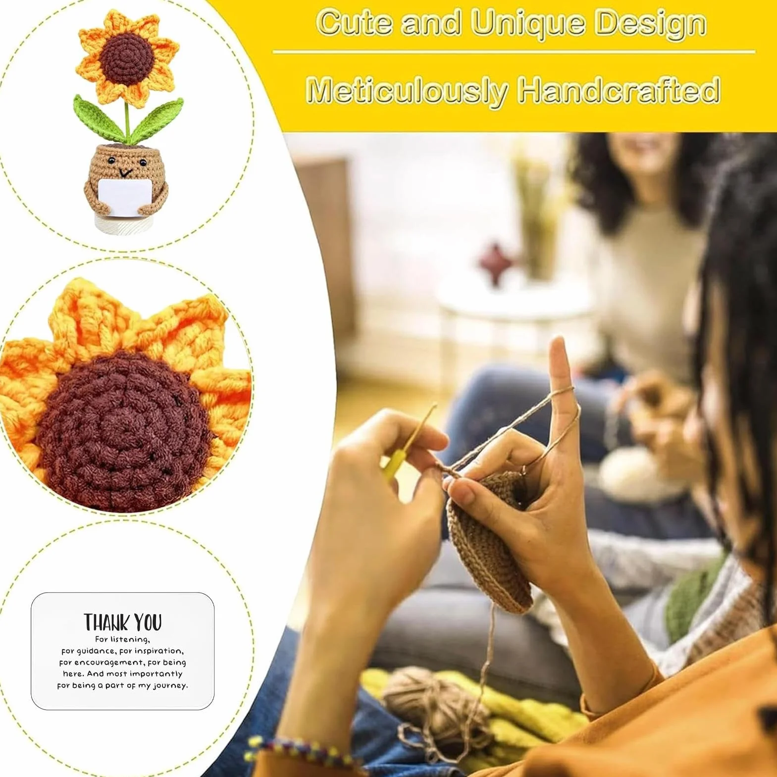 Generisch Supporto emotivo girasole, Girasole Positivo - Bambola edificante, M