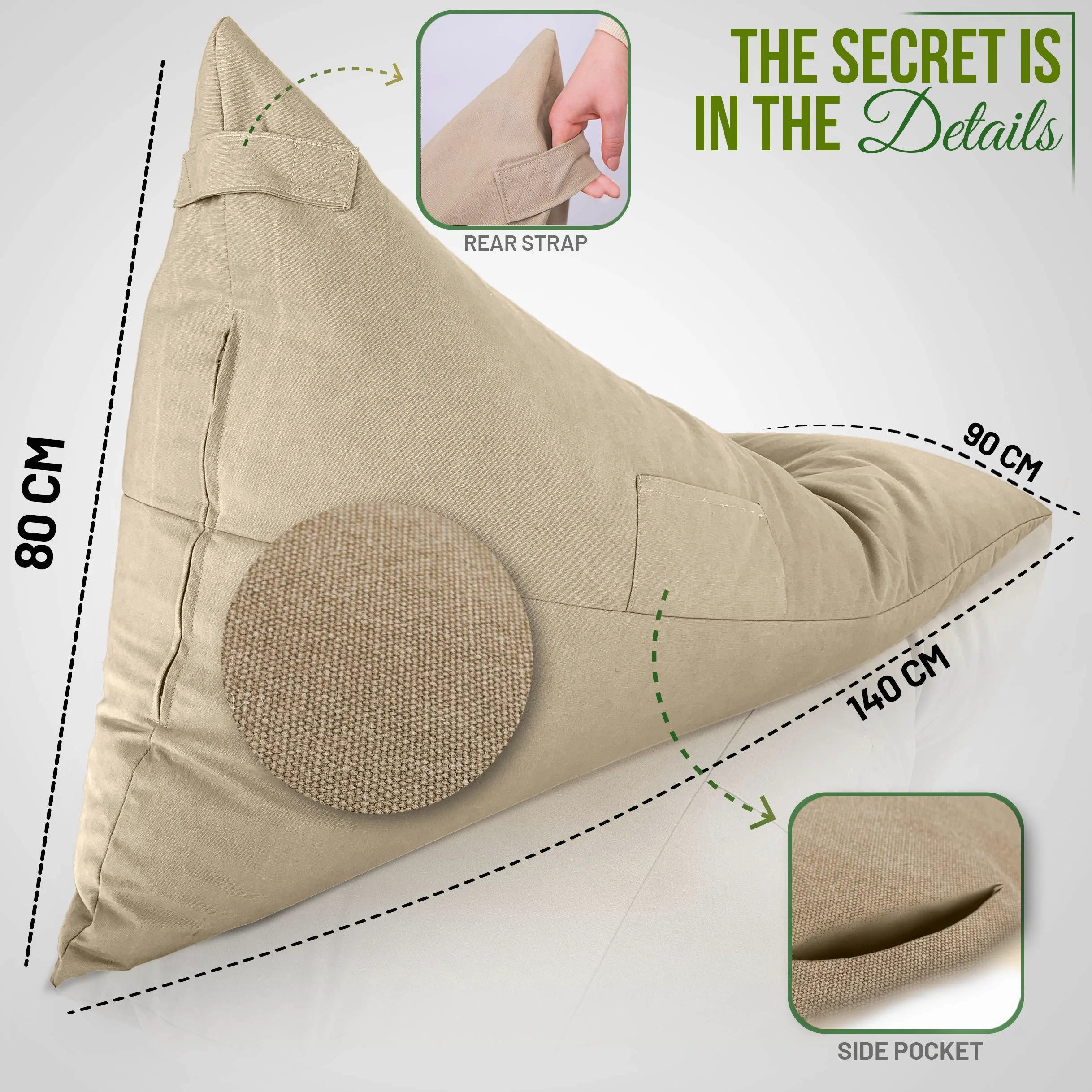 Aiire Pouf Poltrona Sacco Design - Puffo per Sedersi con Poggiapiedi per la Camera da Letto Moderna - Pouffe Salotto XXL con Sgabello Basso - Bean Bag Chair con Poggia Piedi - Puf Beige