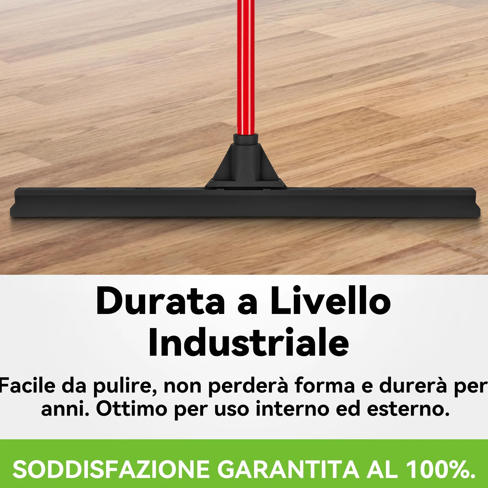 Tyroler Tira Acqua Pavimenti esterno da 60 cm | Testa in Gomma 100% | Manico Antiruggine da 140 cm tergipavimento spingiacqua | tiraacqua pavimenti esterni | tiracqua per pavimento