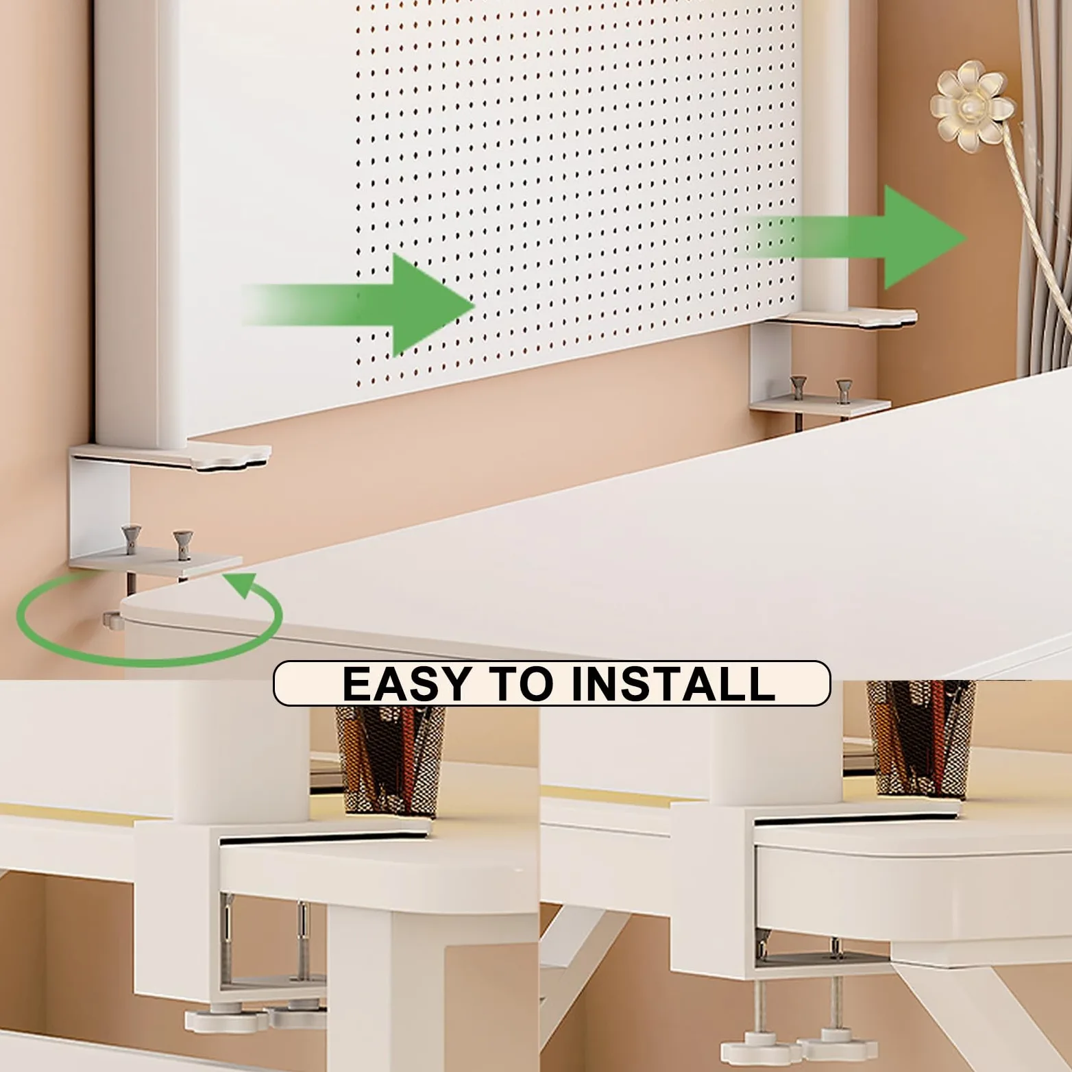 Mensola da Scrivania Workstation con Pannello Forato Estensibile da Scrivania, Scaffale da Scrivania con Morsetto Sopra, Pannello con Picchetti Magnetici in Metallo con 20 Accessori ( Size : 100*95cm/