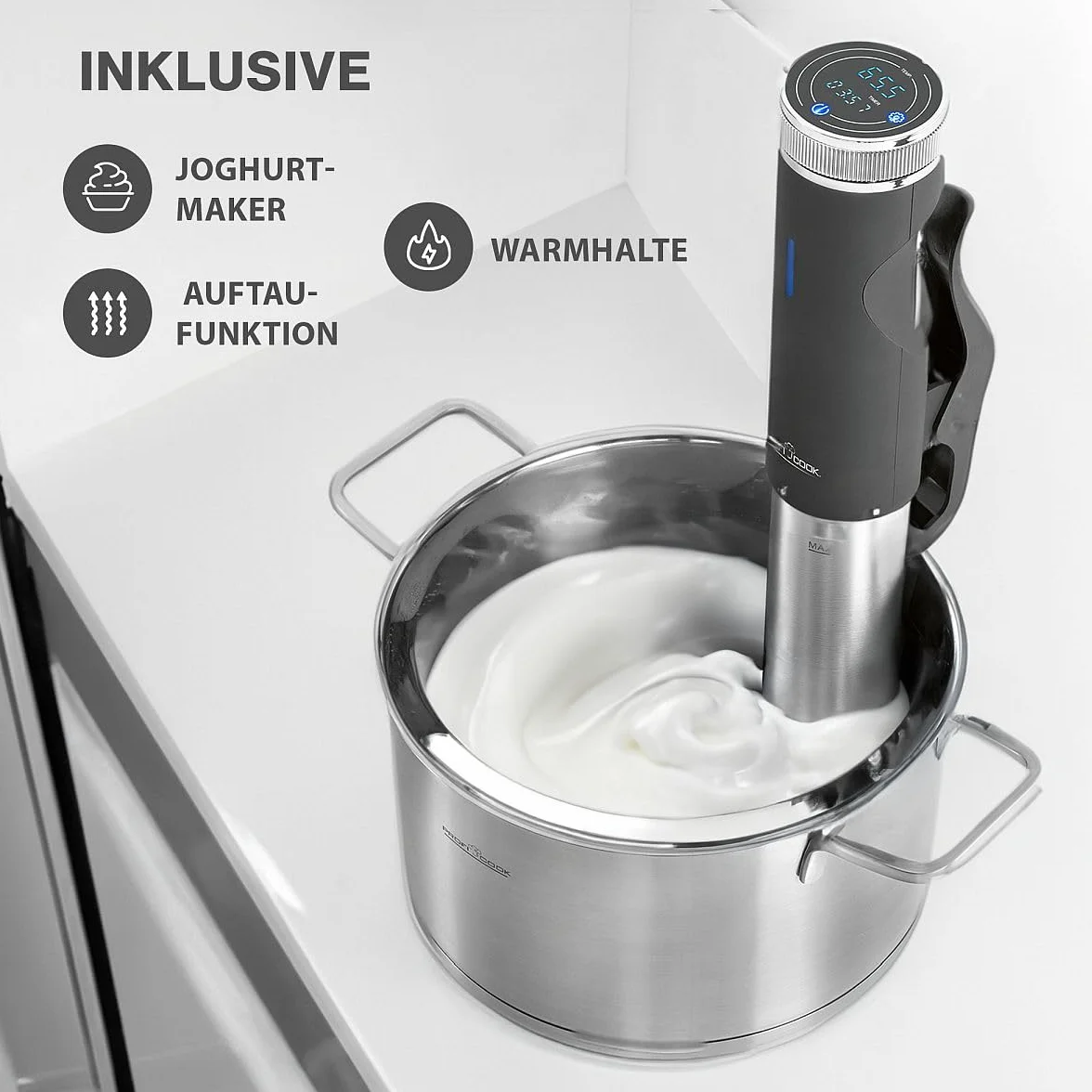 Profi Cook della SV 1126 Sous Vide Stick, Acciaio Inox, 800 W, 8 Litri, Display LED, Timer