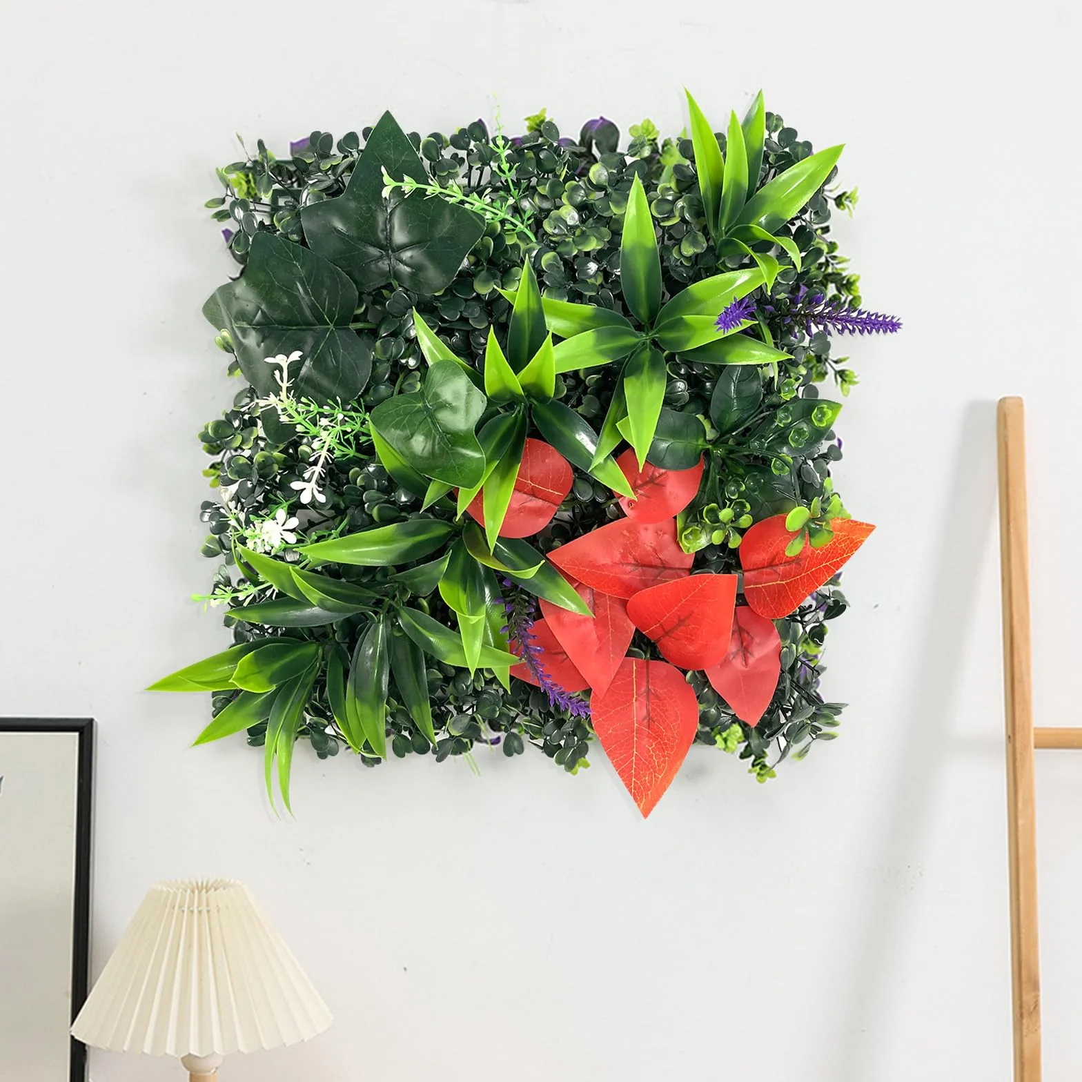 Pannelli Muro Vegetale Artificiale 4 Pezzi 25x25cm Piante Finte da Parete per Interni Esterni