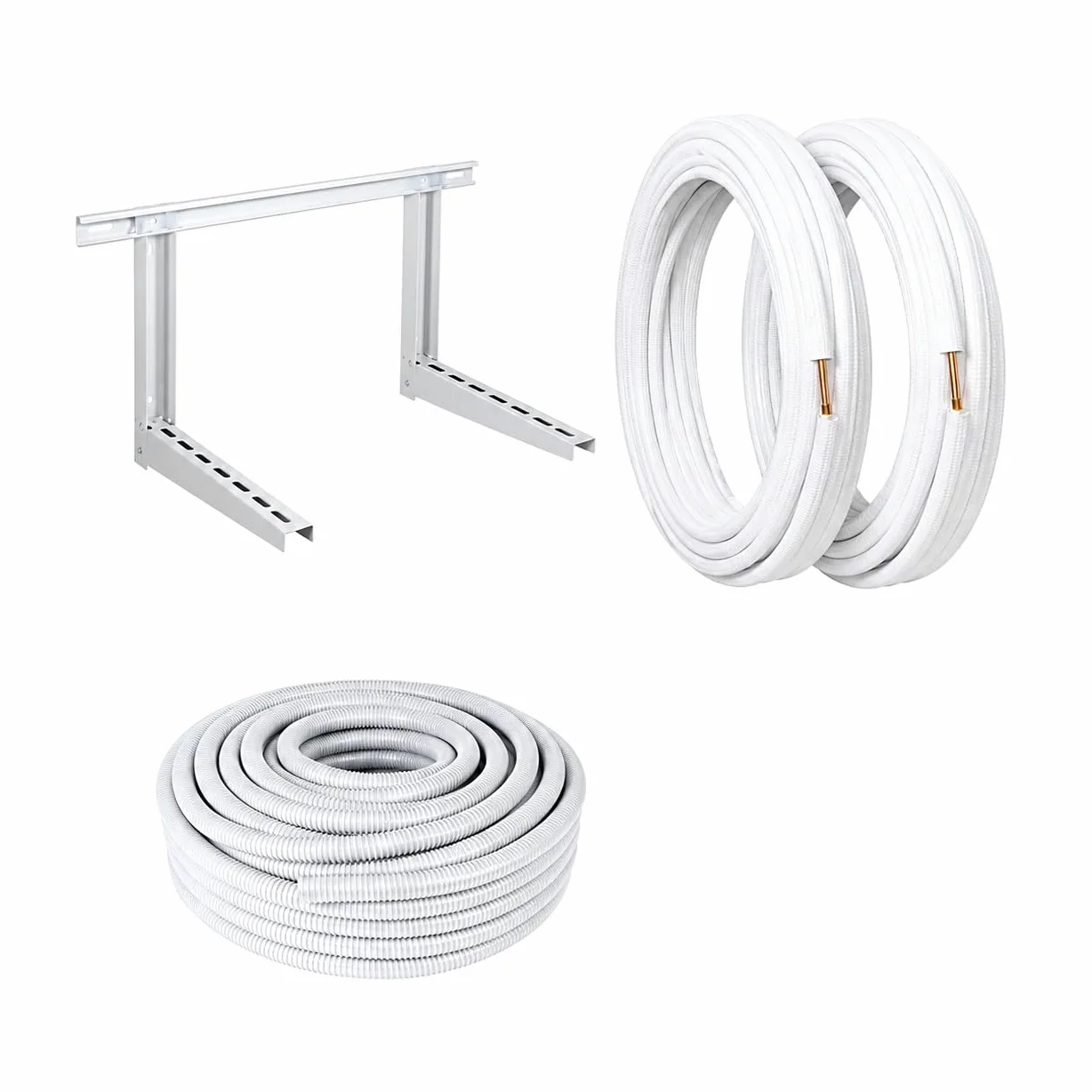 Kit installazione climatizzatore condizionatore 3 metri tubo rame 3/8 e 5/8 con staffa e tubo scarico condensa