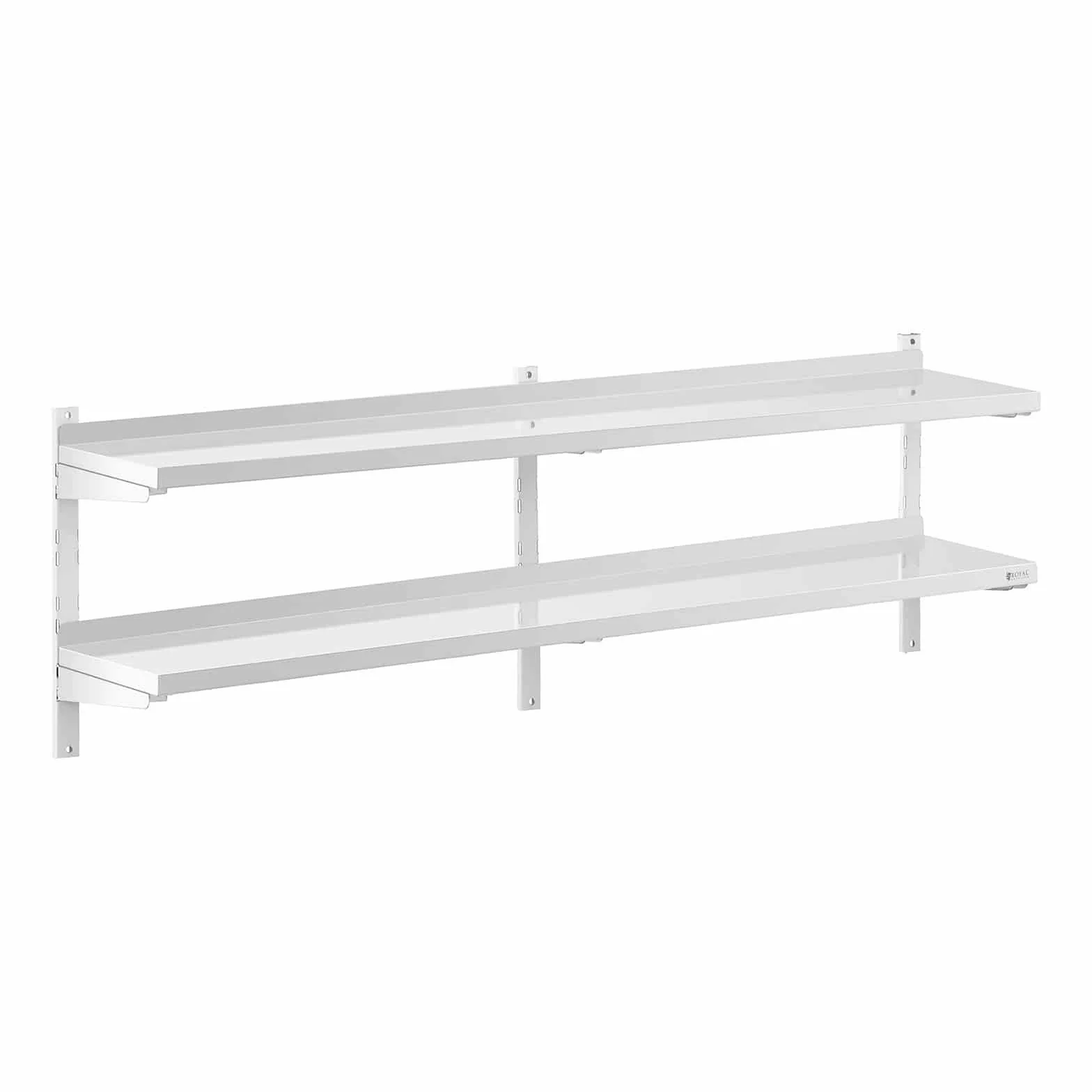 Royal Catering Mensola in Acciaio Inox 2 Ripiani RCWR-2000.3 (30 x 200 cm, 40 kg, Acciaio Inox)