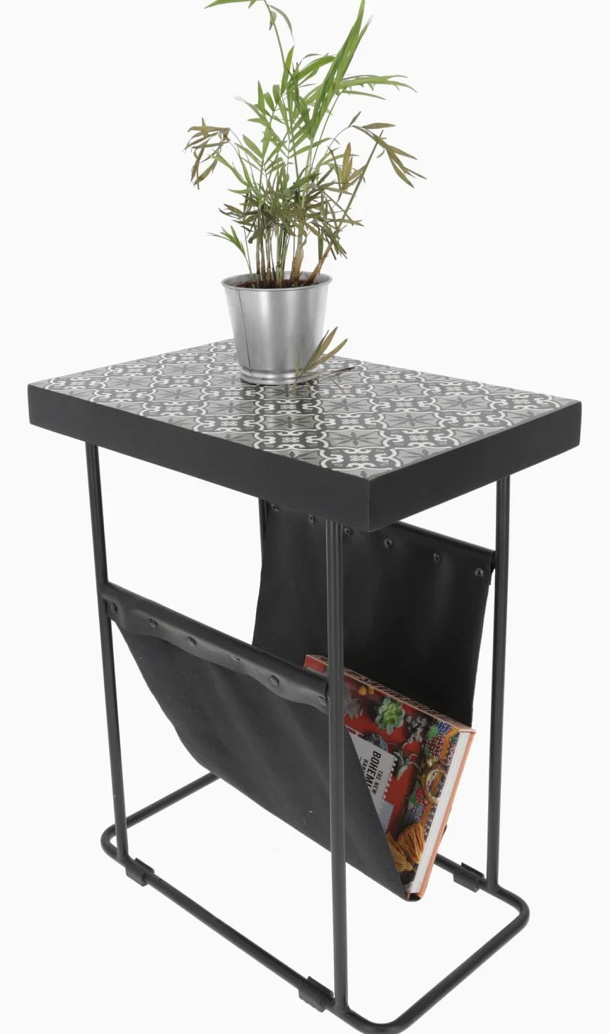 GURU SHOP Tavolino da salotto, portariviste con mosaico di piastrelle, marrone, legno di mango, 56 x 46 x 29 cm, tavolini da caffè e tavoli da pavimento