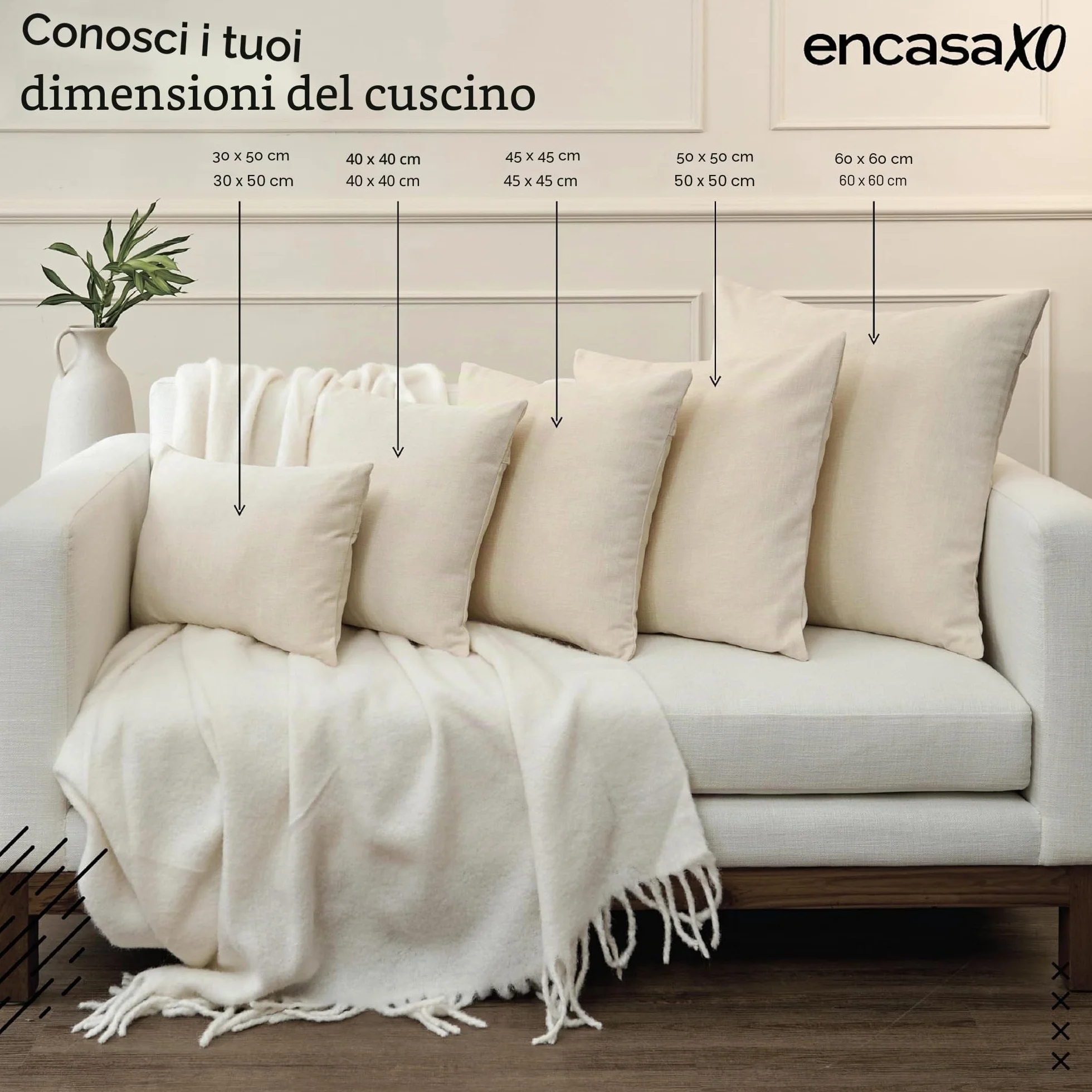Encasa XO Set di 2 Federe per Cuscini in Cotone 40x40 cm Azul Blu Tinta Unita Lavabili in Lavatrice