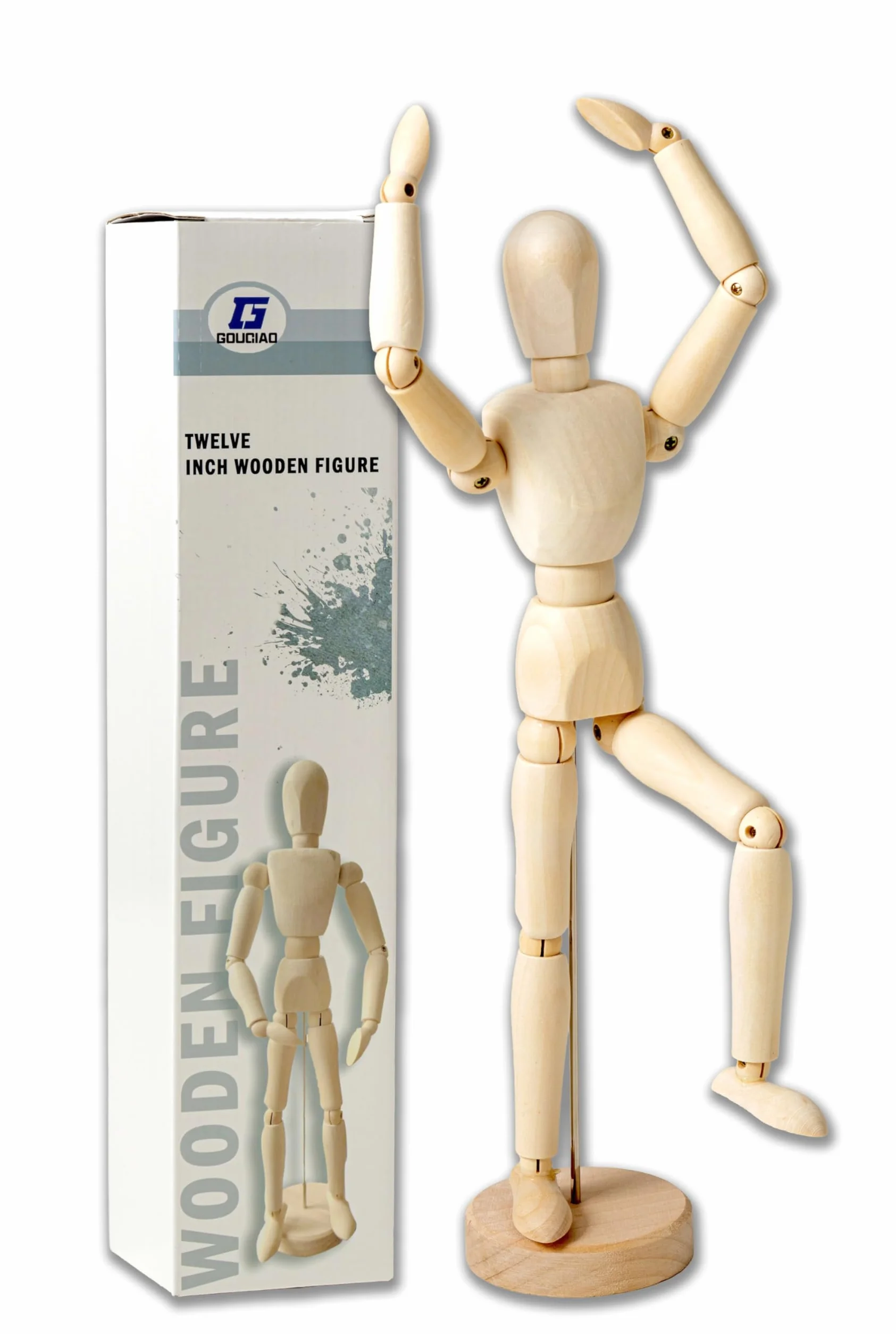 IPEA Manichino in Legno da Disegno 30 cm Snodabile Flessibile Figura con Base