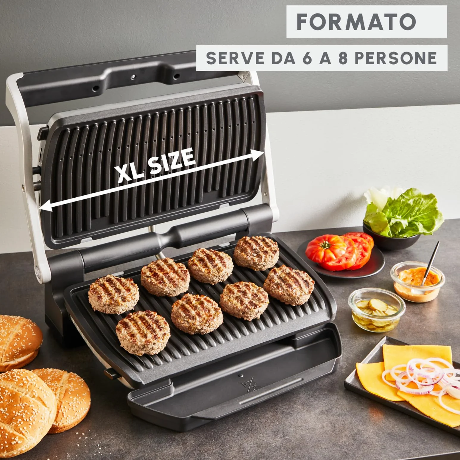 Moulinex Optigrill+ XL, Griglia Elettrica da Interno Ideale per Cucinare Carne, Pesce e Verdure, Indicatore di Cottura, 9 Programmi Automatici, Piastre Antiaderenti Facile da Pulire, GI7278