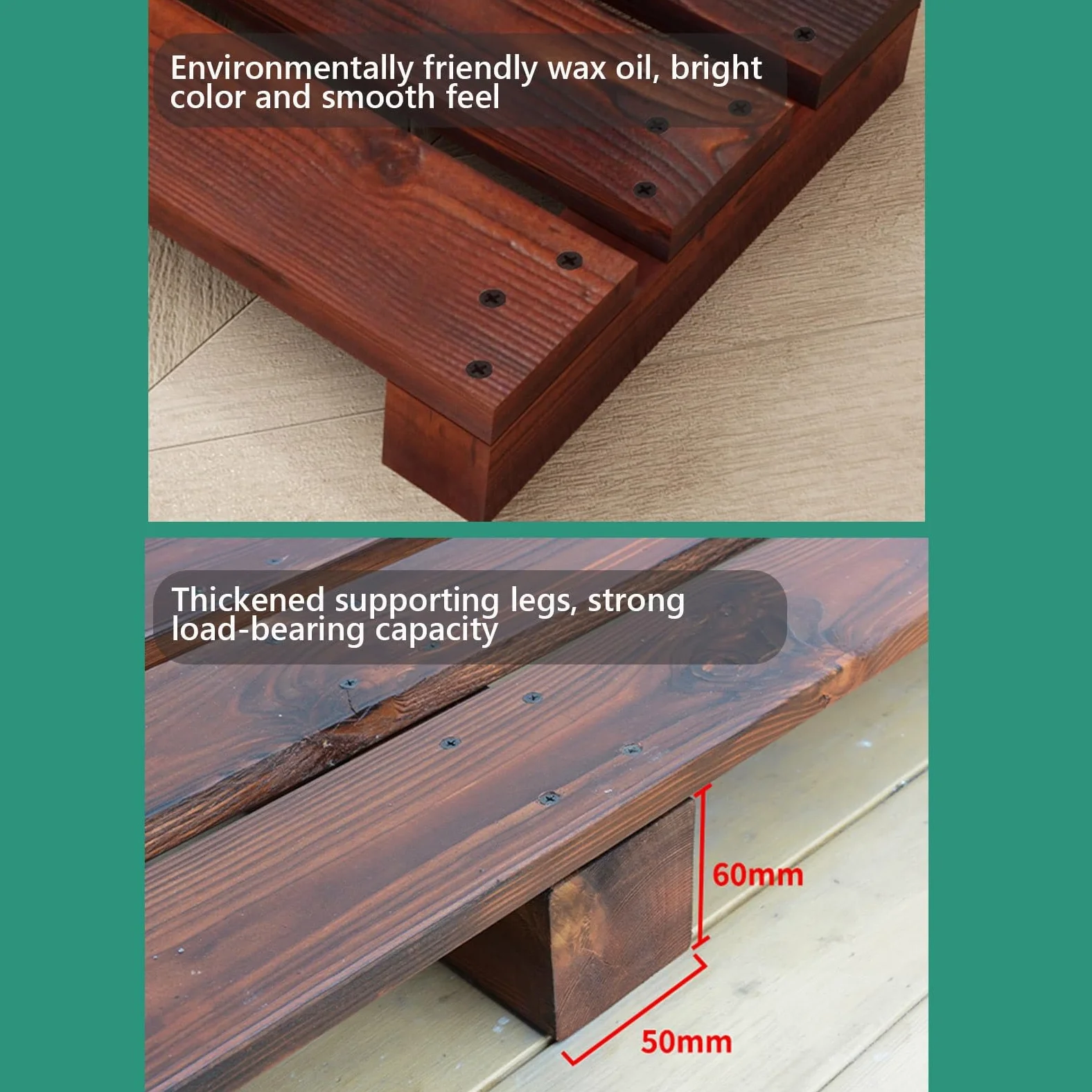 Sgabello in Legno con pedana Bassa in Legno carbonizzato, Sgabello a Un Gradino per Comodino, Bagno, Cucina, Giardino (Non Richiede Montaggio)(80x35x10cm)