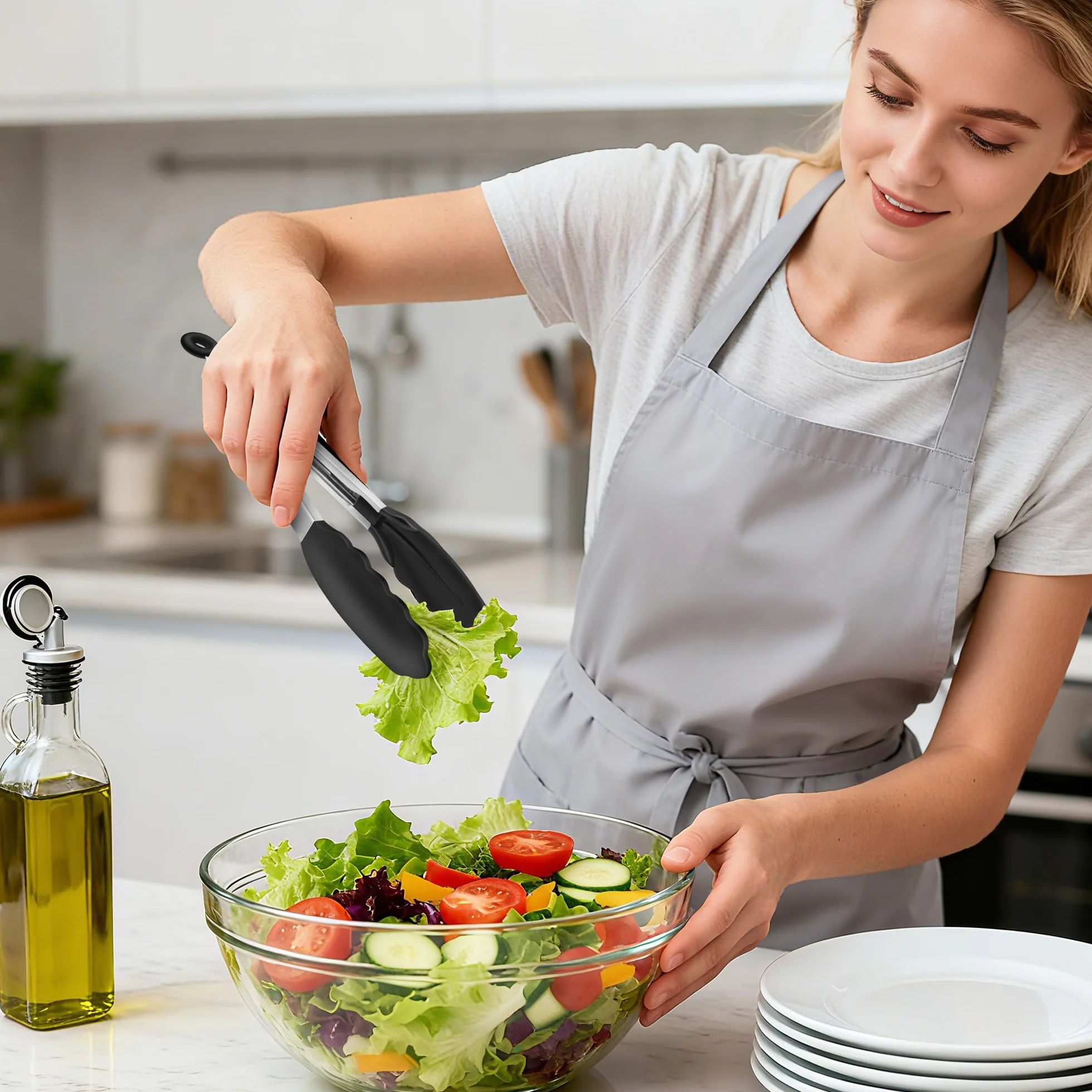 Pinze da Cucina in Acciaio Inox 26 cm, Silicone, Resistenti al Calore, Confezione da 2