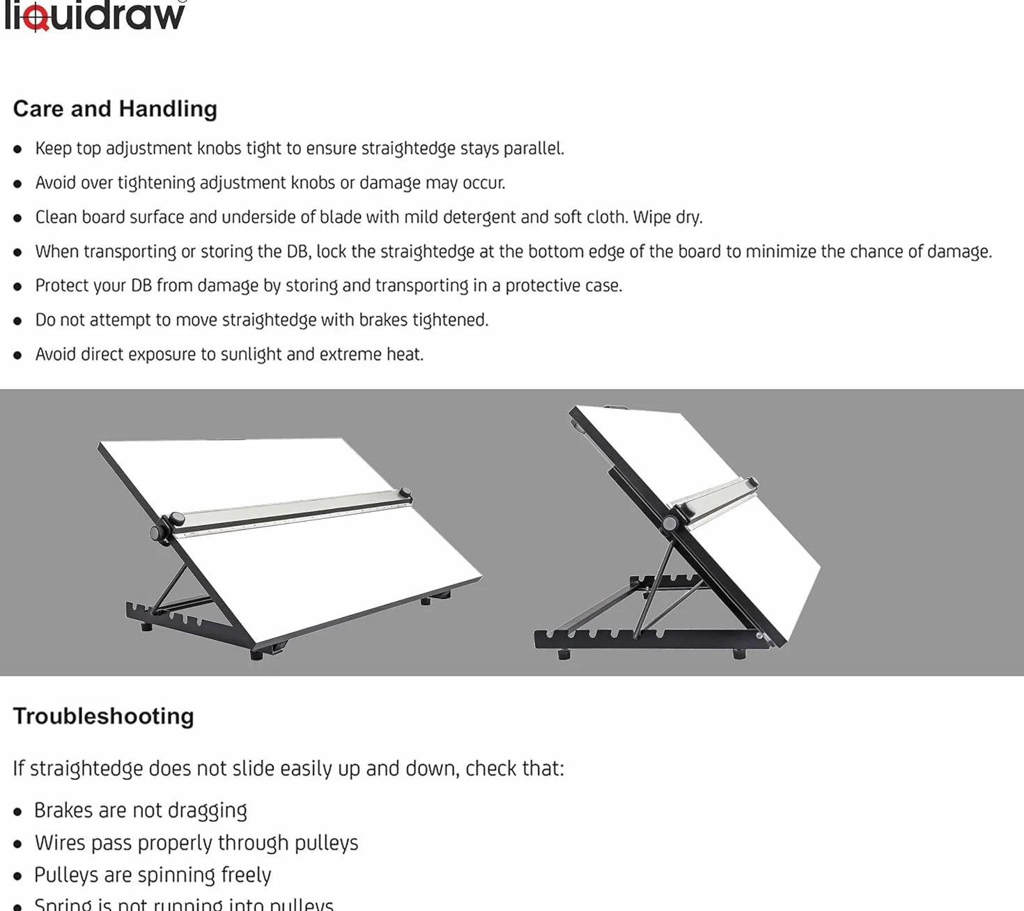 Liquidraw Tavola da disegno A1 89 x 63,5 cm con movimento parallelo 6 angoli regolabili clip e set quadrato