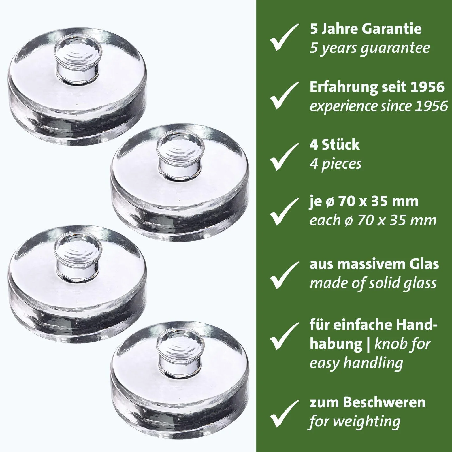 Westmark Pesi da fermentazione in vetro Ø 7 cm 4 pezzi