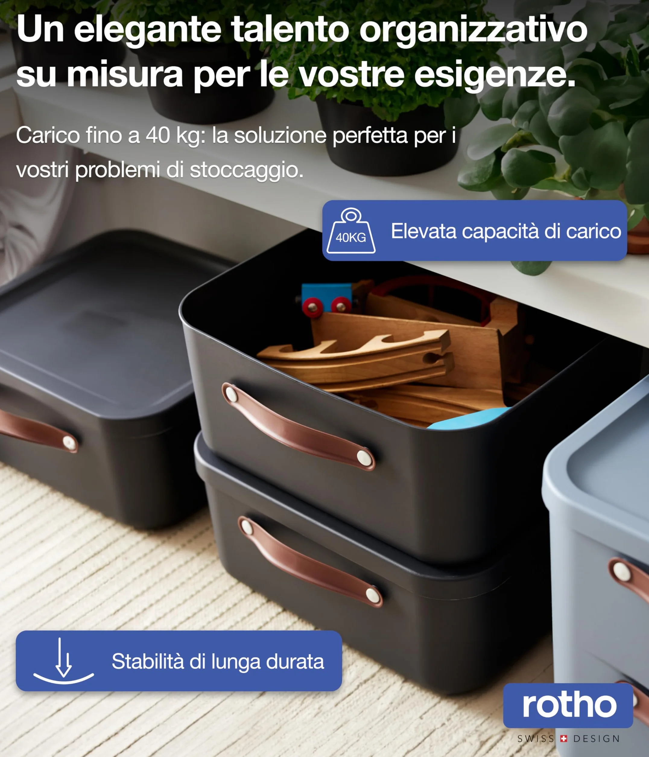 Rotho Maloja Scatola di stoccaggio 40 l Plastica PP riciclato 39.5 x 38.0 x 34.0 cm