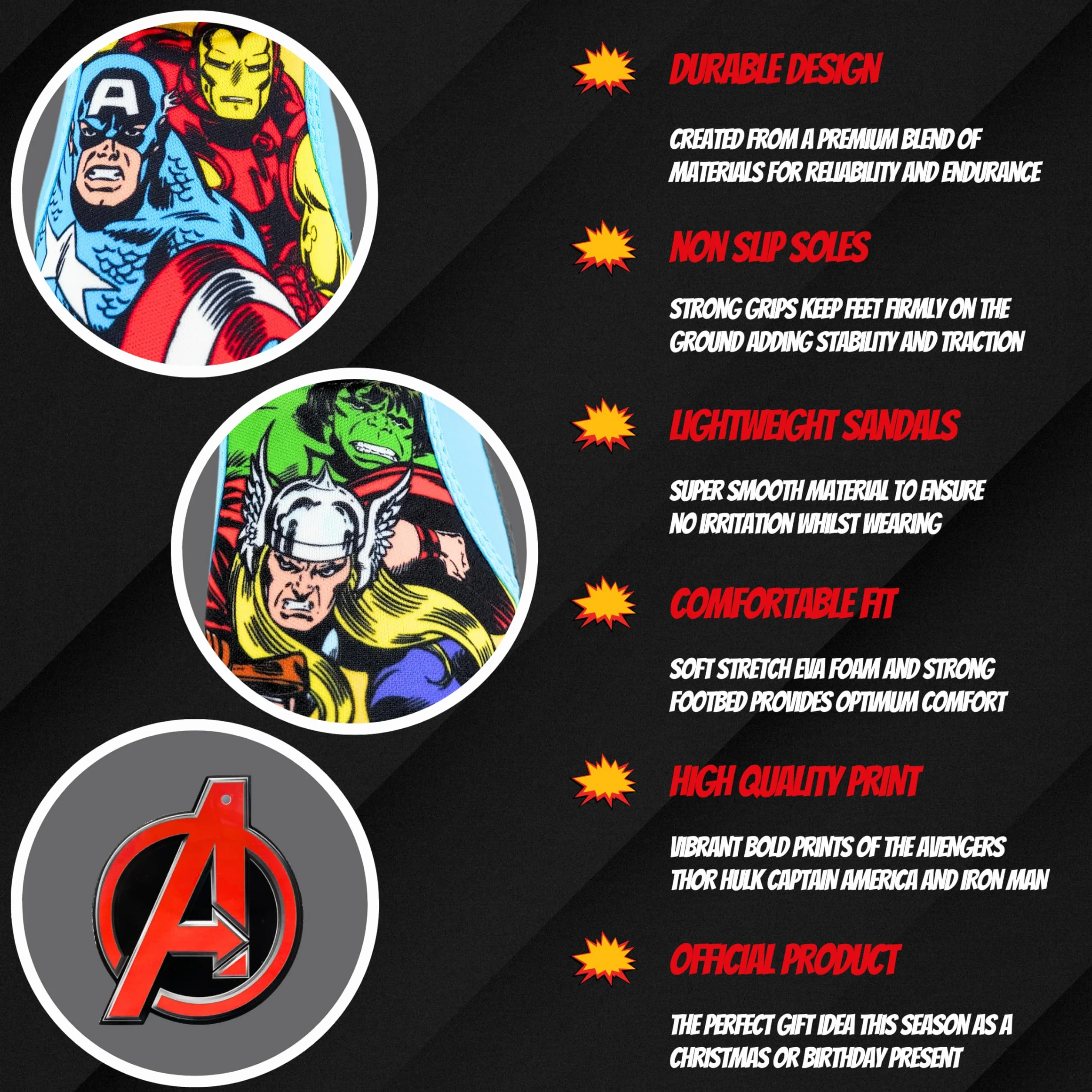 Marvel Avengers Sandali Acqua Ragazzi Antiscivolo Scarpe Taglie EU 24-34