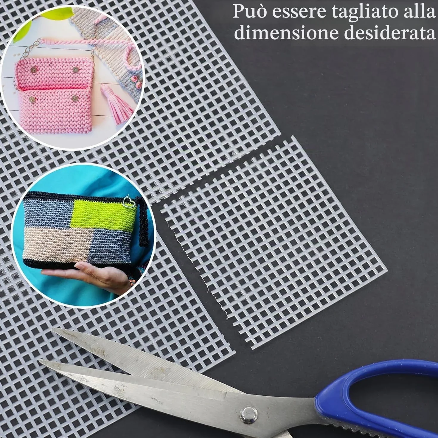 7 Pezzi Fogli di Tela Rete, Rete Canvas per Borse, Rete per Borse Uncinetto, 30 x 20 cm, Bianco, per Fai da Te, Cucito, Fai da Te, Borsa, Punto Croce, Ricamo, Uncinetto
