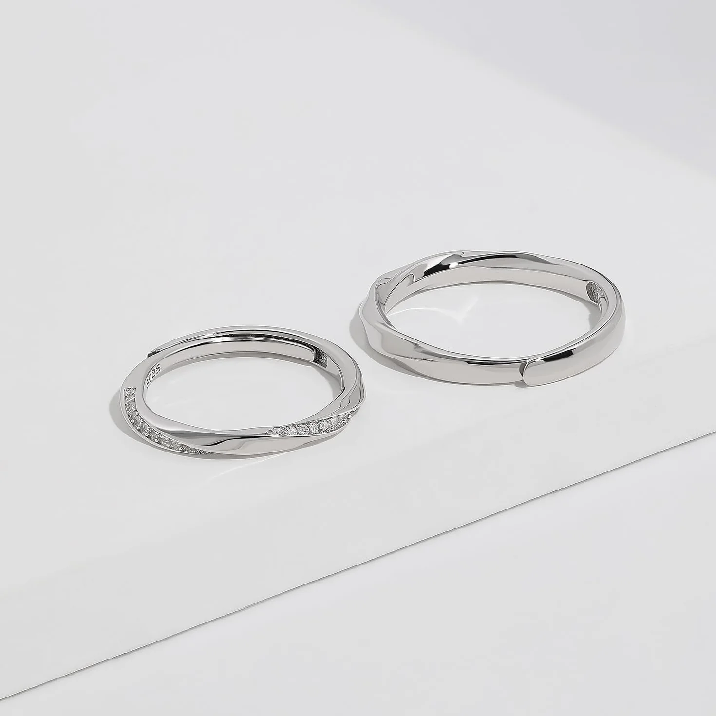 Meissa Anelli Donna Uomo Argento 925 Anelli Coppia Fidanzati Regolabili Fidanzamento Zircone cubico Fedi Nuziali Gioielli Matrimonio Set di due anelli