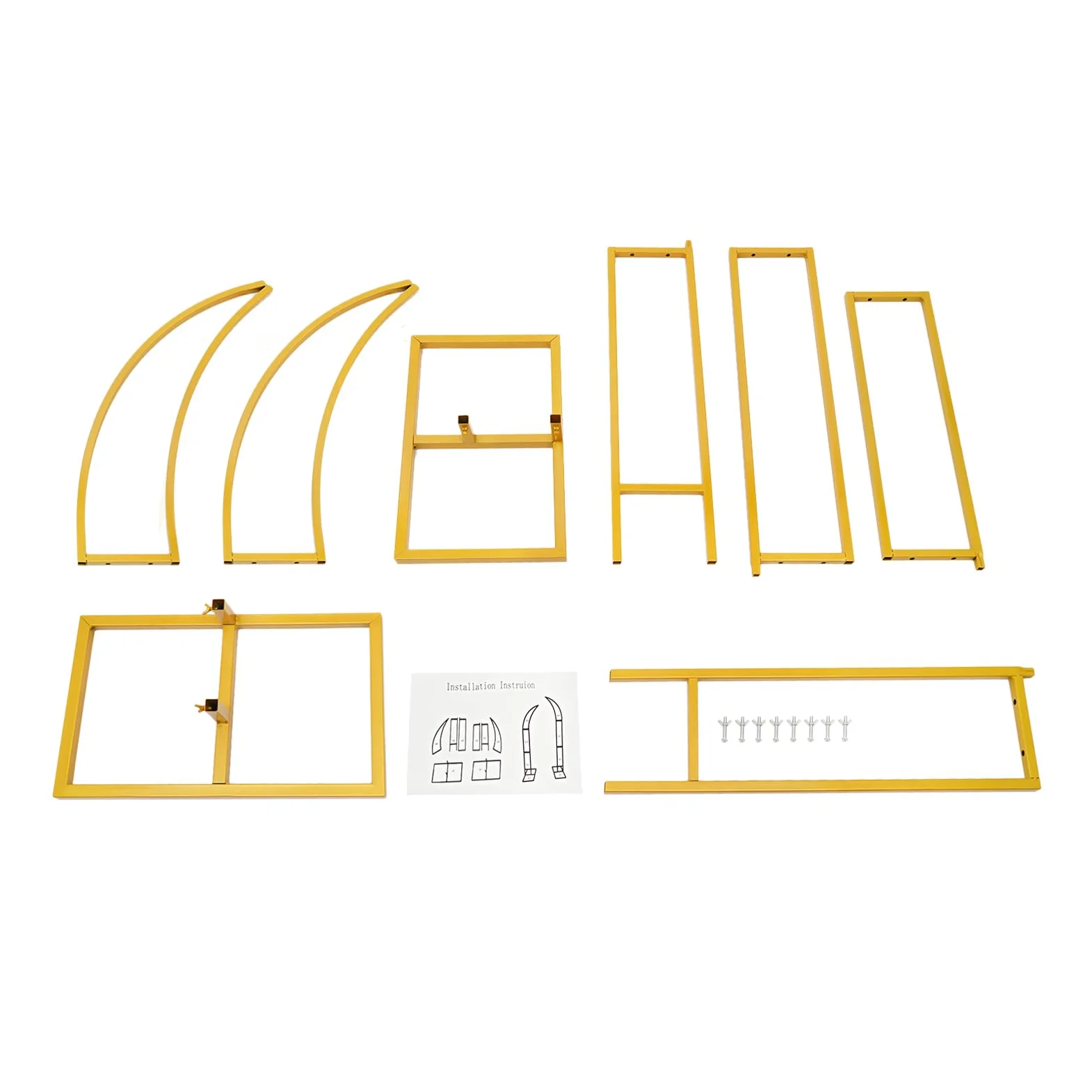Set di 2 supporti per arco per matrimonio, arco di fiori a forma di mezza luna, supporto per sfondo in metallo, 2,1 m e 1,9 m, ideale per matrimoni, compleanni e feste (oro)
