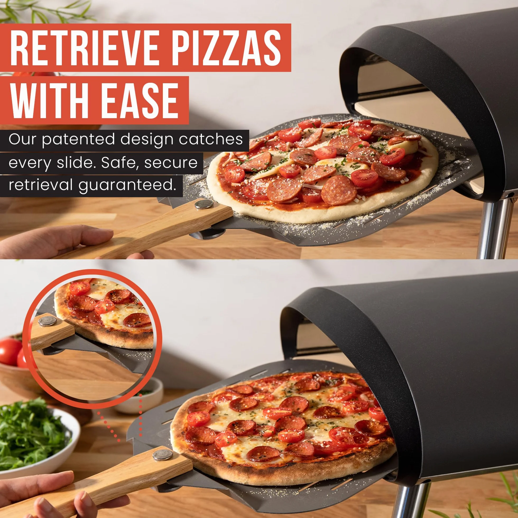 Pala per Pizza Forata in Alluminio con Manico Pieghevole 35,6 x 40,6 cm Chef Pomodoro