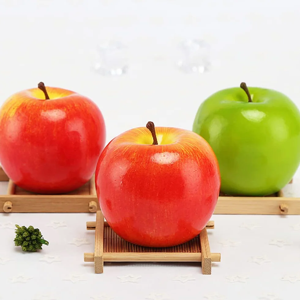 Mela artificiale frutta finta realistica per fotografia decorazione casa vetrina verde