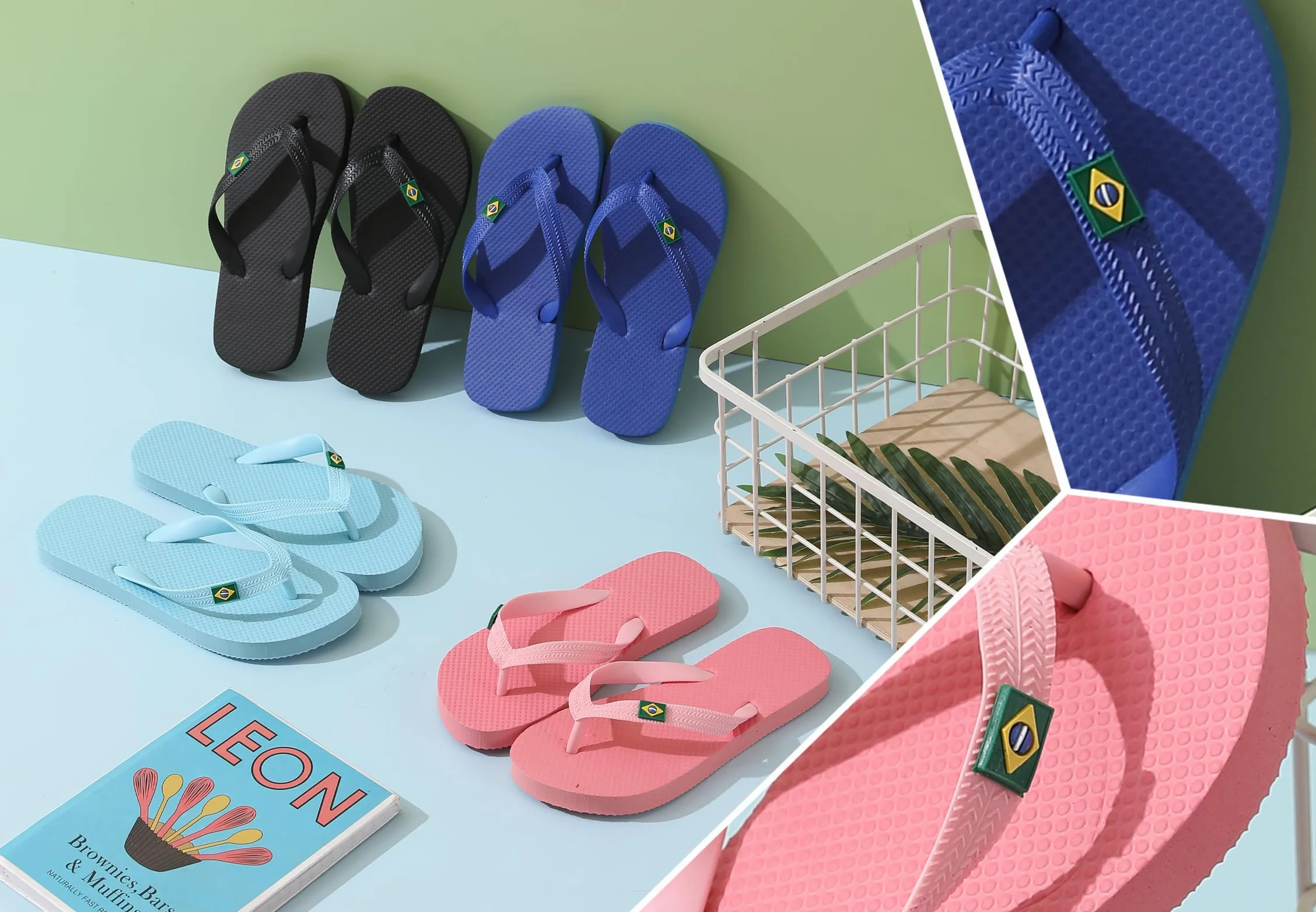 R-ISLAND Flip flop per bambini,Cappotto,Unisex,Logo Brasile,Taglia 30-35,Impermeabile,La suola realizzata con PE.Ottimo per casa esterna ed interna,Spiaggia,Piscina..