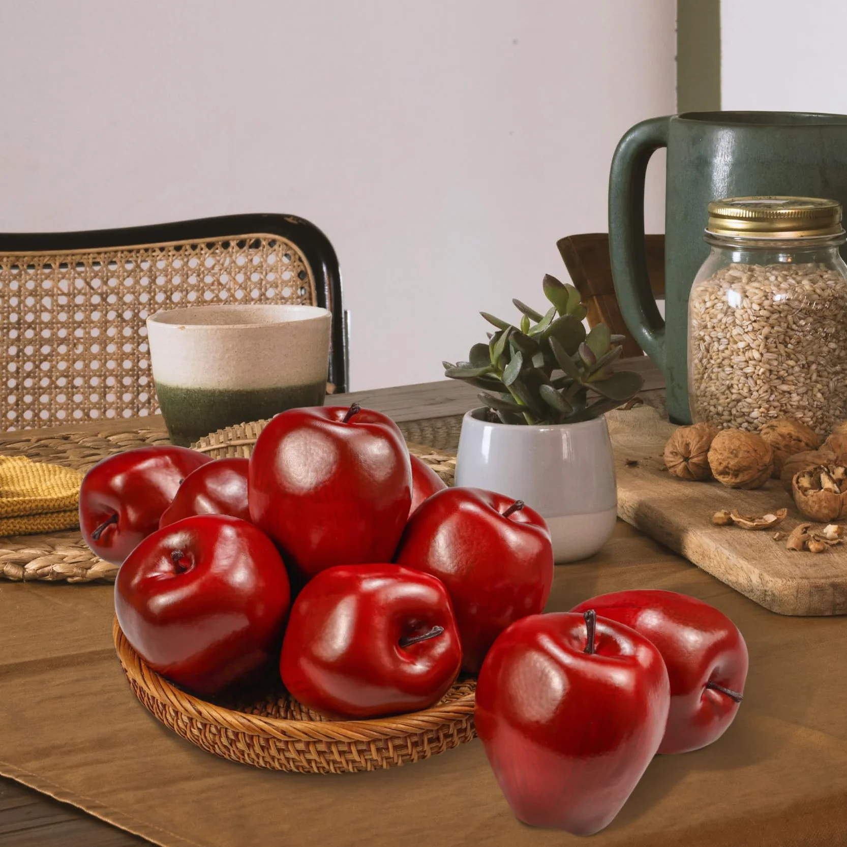 Lorigun Mele Rosse Artificiali 6 Pezzi Frutta Decorativa
