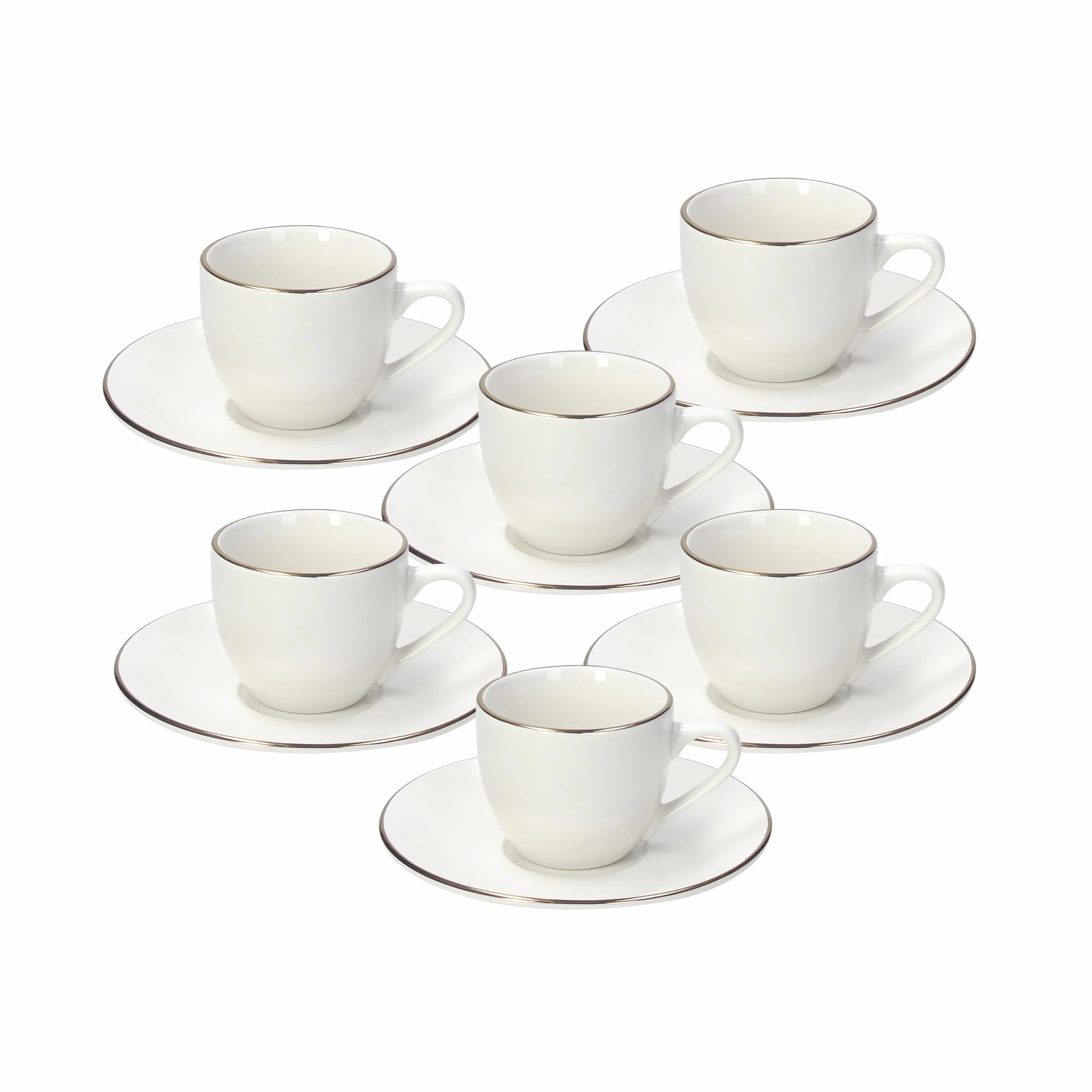 Tognana Fascetta Oro 6 tazze caffè con piattino porcellana bianco
