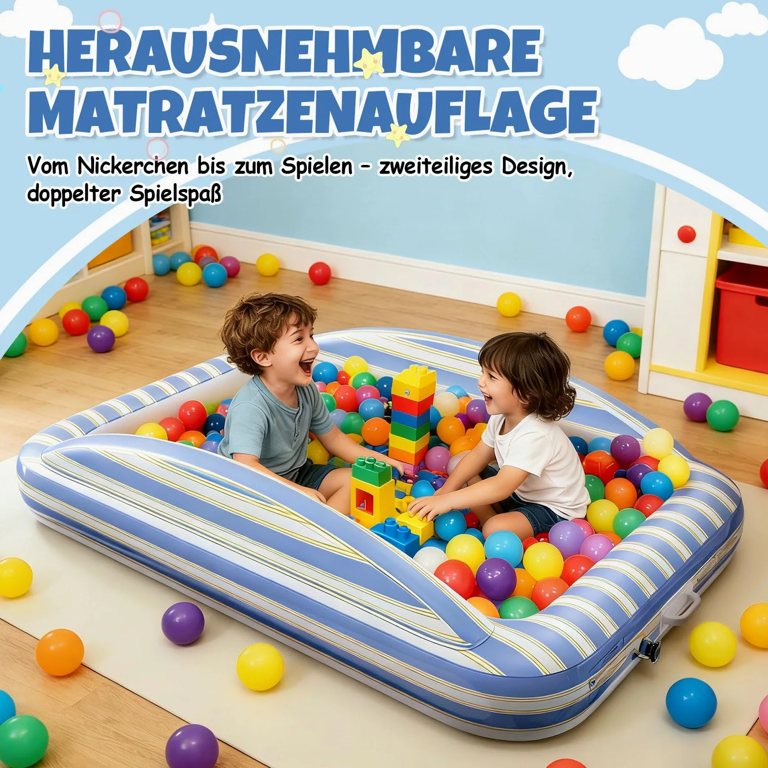 Luxchoice Materasso Gonfiabile Singolo per Bambini con Pompa Elettrica - Letto Gonfiabile con Sponde di Sicurezza Superficie Morbida Floccata Perfetto per Viaggi Campeggio e Uso Domestico