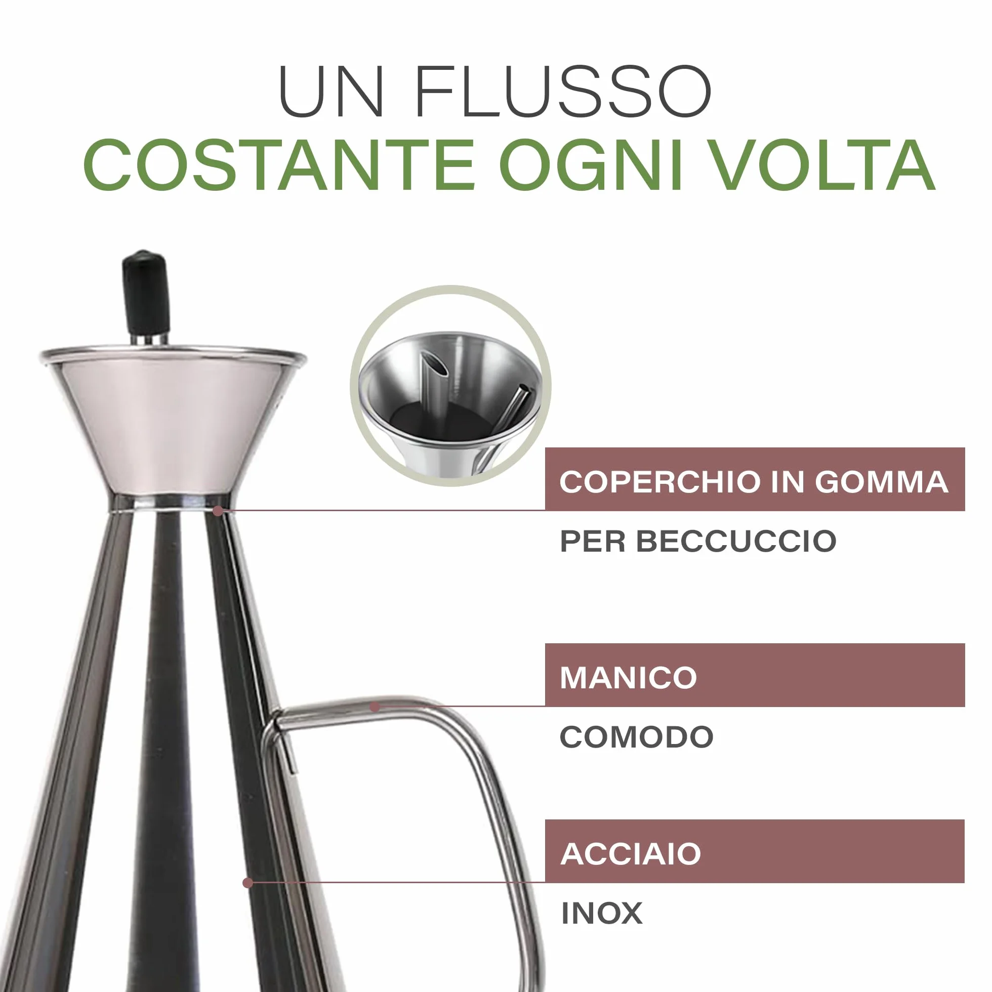 Oliera da Tavola in Acciaio Inossidabile 500ml Salvagoccia per Olio e Aceto