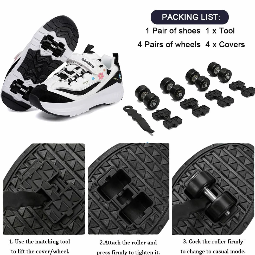 ENEN Sportive Scarpe da Skateboard 4 Ruote Bambina Bambino Ragazze Ragazzi