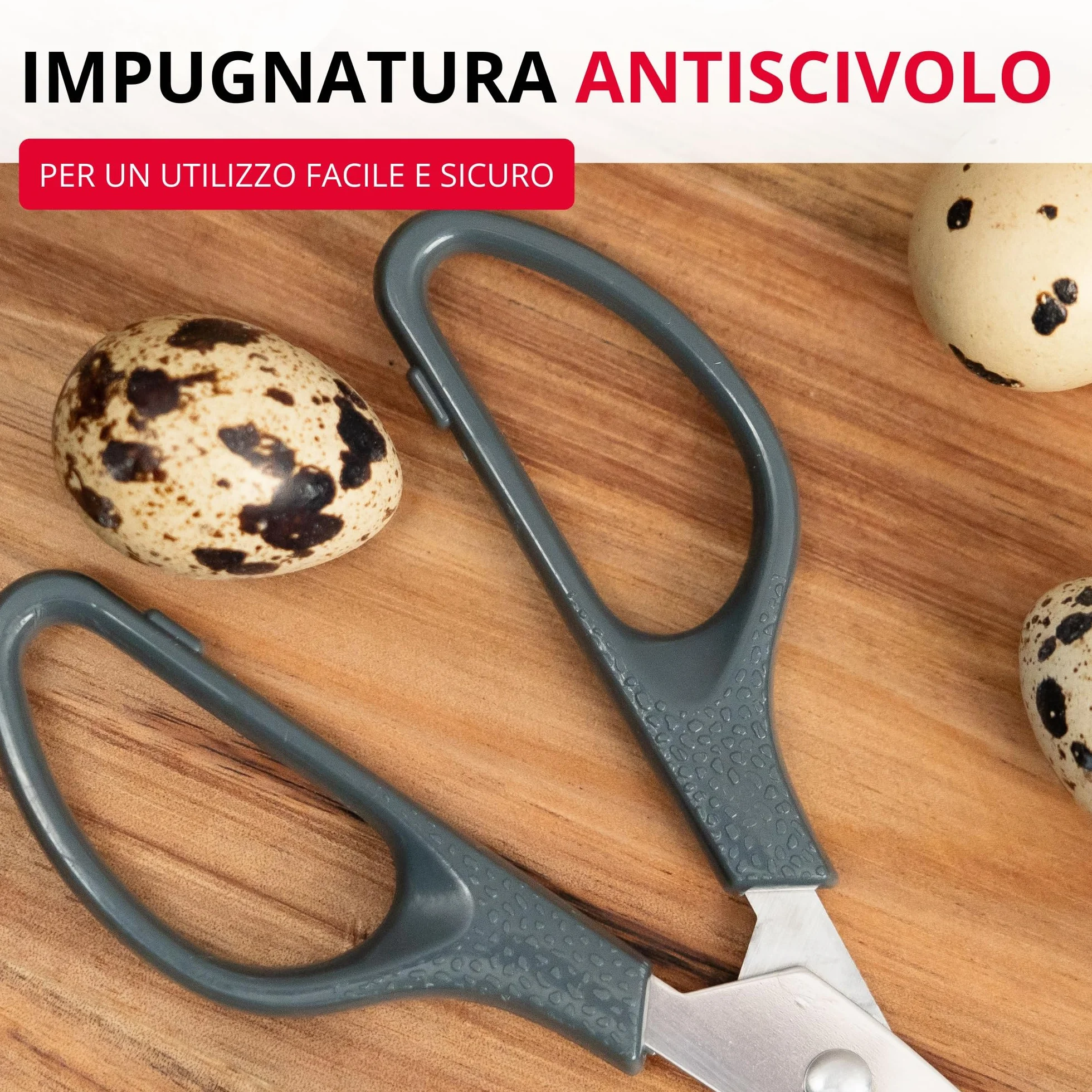 Westmark Forbici per Uova di Quaglia 1 Pezzo, Forbici da cucina per uova di quaglia, Apri guscio d'uovo in acciaio inossidabile preciso, Nero/argento