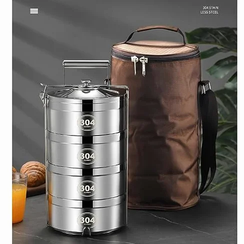 Contenitore termico per il pranzo in acciaio inox, con grande capacità e 2 piani, perfetto per la consegna e la separazione dei pasti, include borsa isolante