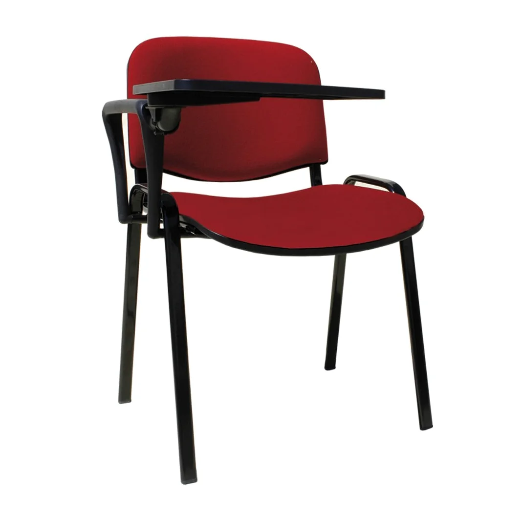 10 Sedie in tessuto con scrittoio ribaltina tavoletta per sala corsi convegni riunioni (Rosso)