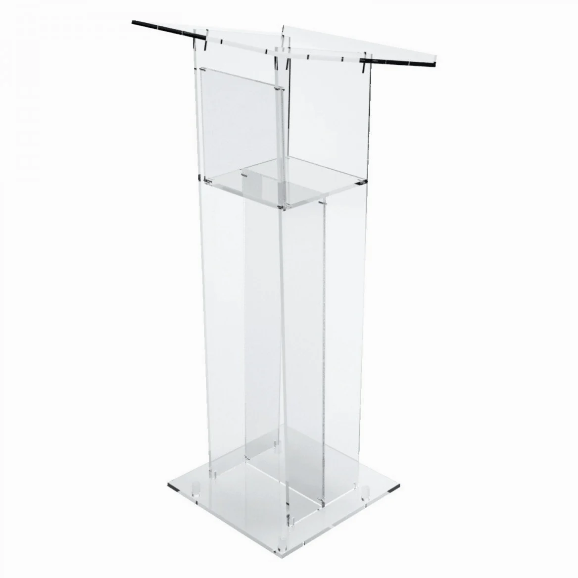 Leggio in plexiglass trasparente con piano inclinato - Misure ingombro: 50x50xH 118