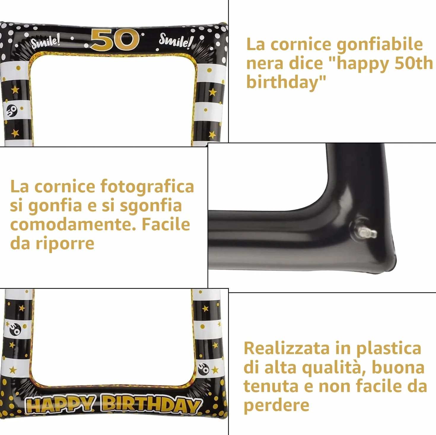 Cornice per foto compleanno 50 Anni, Set oggetti scena, Photo Booth Accessori Fai da Te