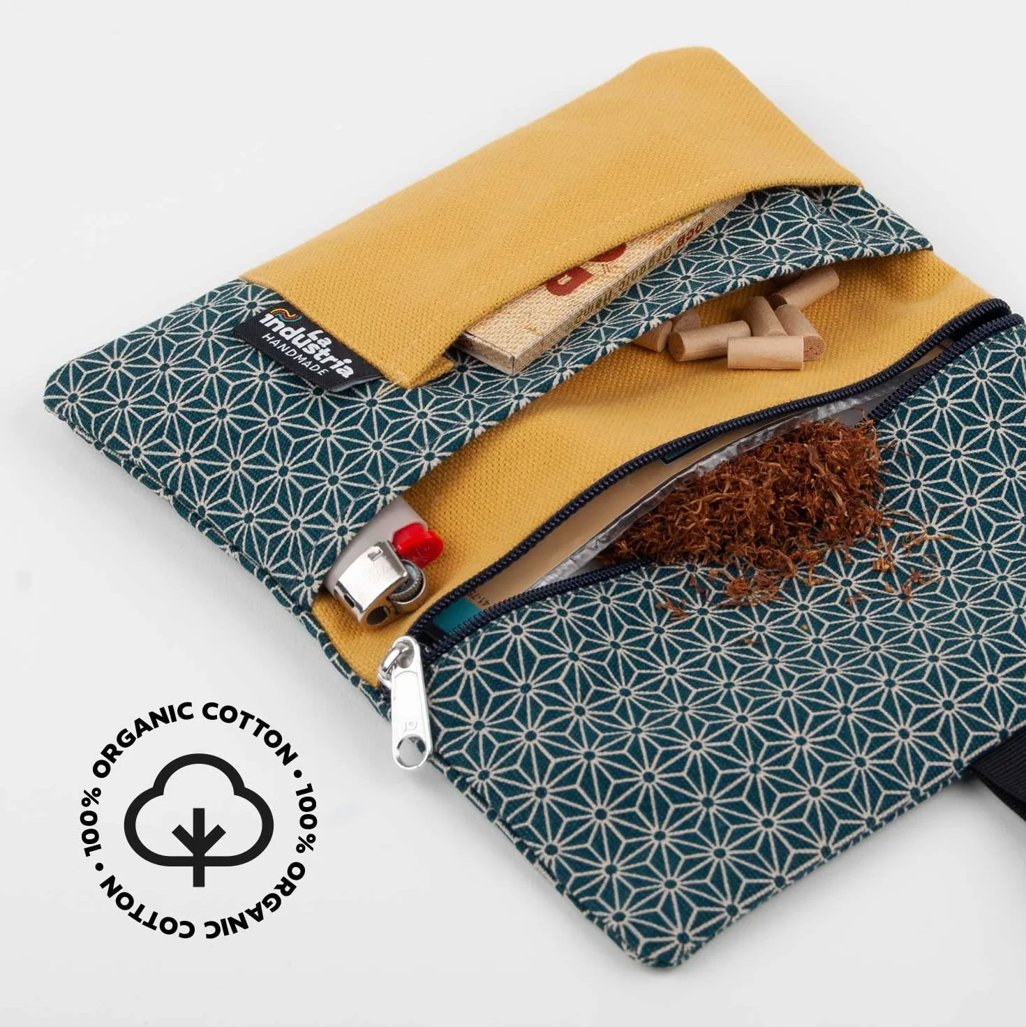 Borsello porta tabacco cartine filtri accendino Astuccio portatabacco stoffa Maki