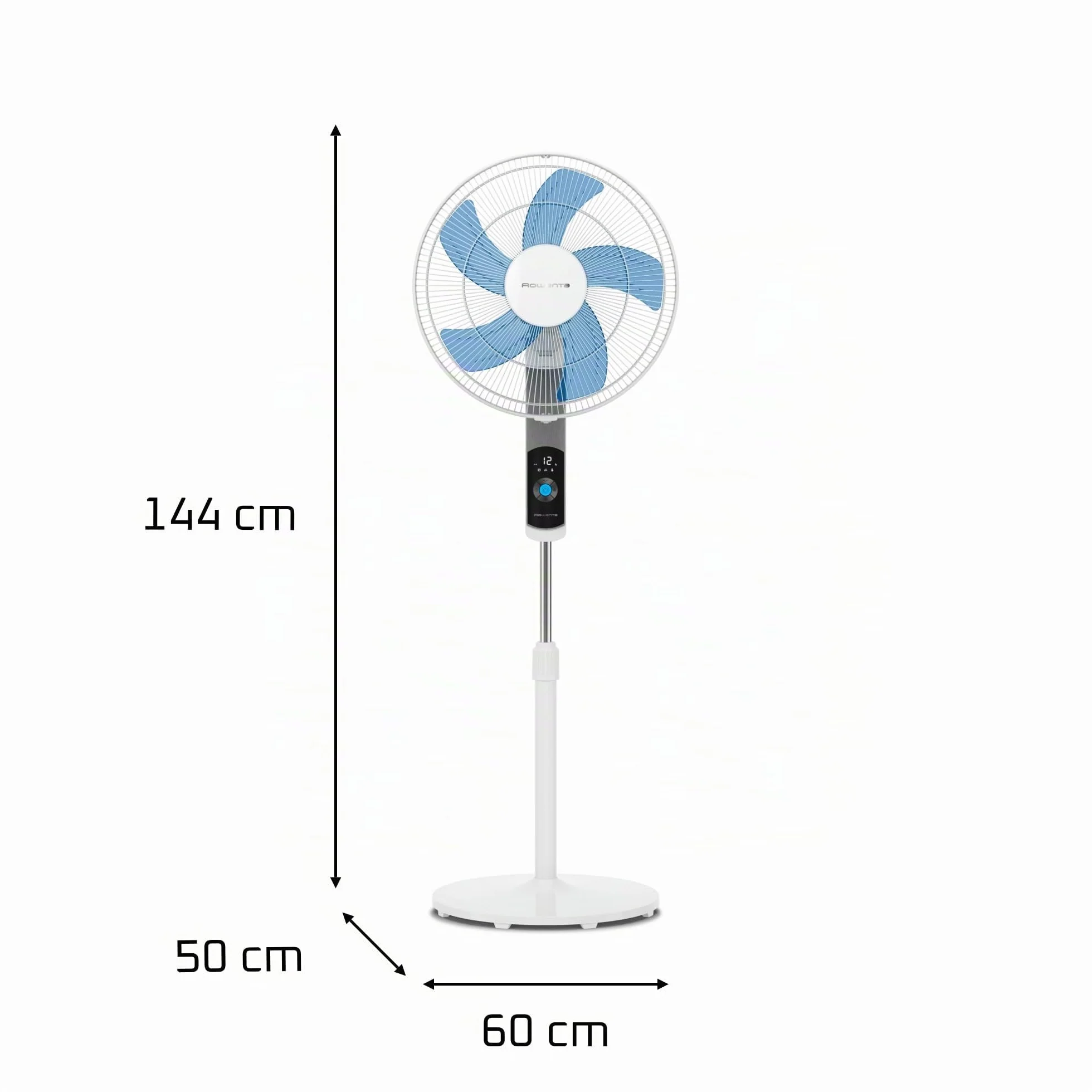Rowenta Turbo Silence, Ventilatore a Piantana Potente, 12 Velocità Regolabili, Ventilatore Silenzioso, Oscillazione 120 gradi, Altezza Regolabile, Elevata Efficienza Energetica, VU5650