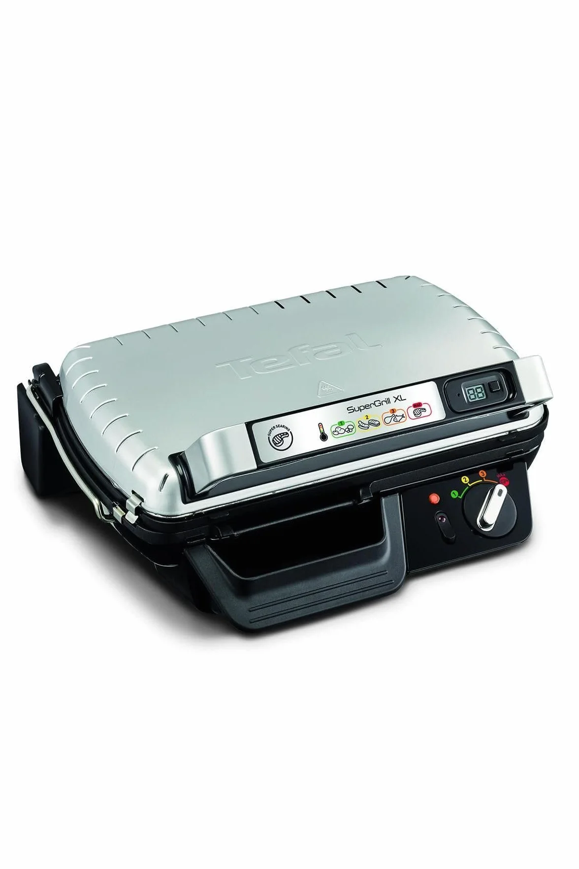 Tefal SuperGrill XL GC461B Grill da Tavolo Elettrico, Metallico, Barbecue e Bistecchiera, 2400 W, Nero