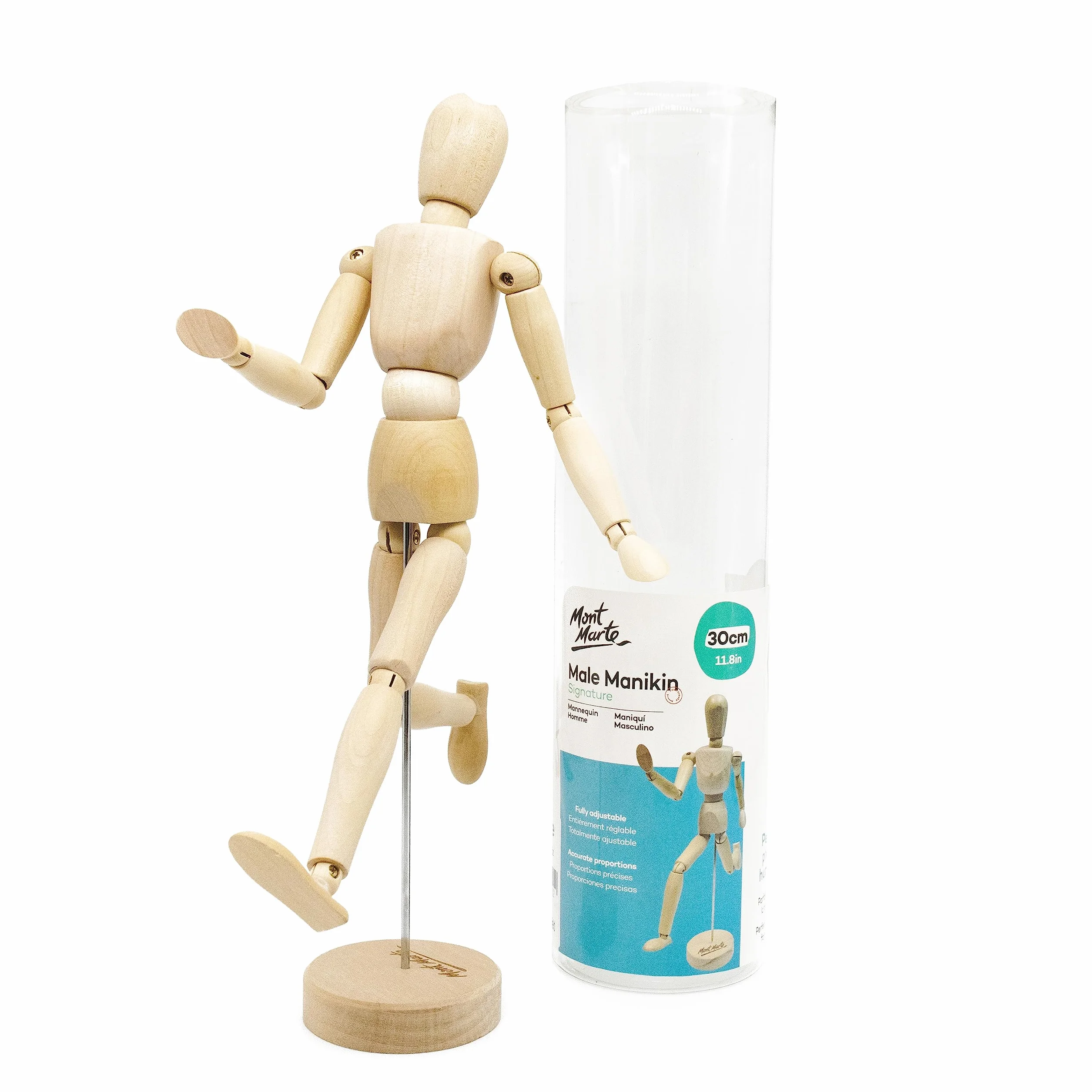Mont Marte Manichino Disegno Maschio 30 cm Modello di legno Mannekin Arte flessibile