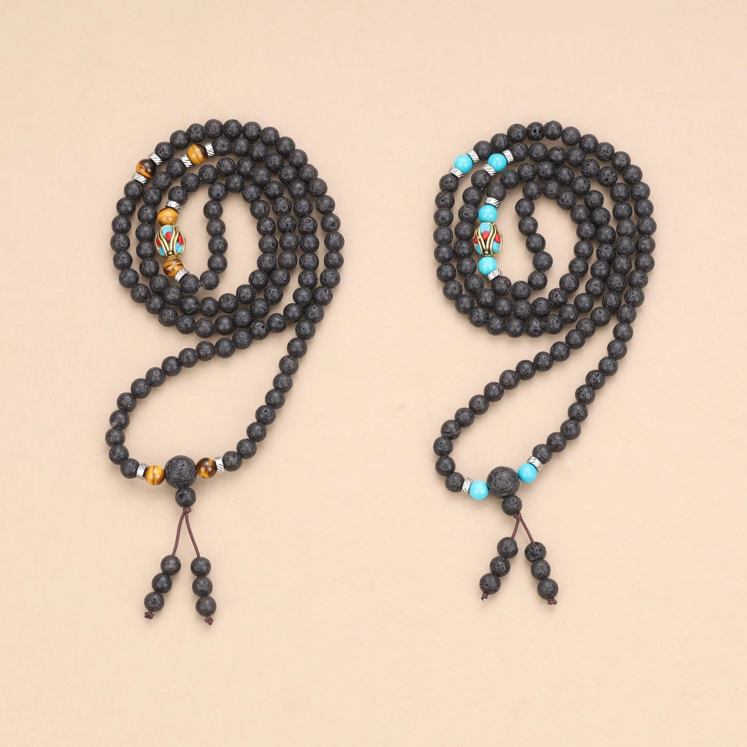 COAI Collana Mala 108 Grani, Bracciale Japamala Multistrato 108 Perle in Pietre Naturali, Bracciale per Oli Essenziali Uomo Donna