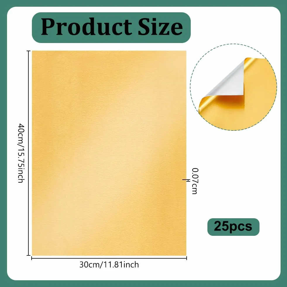 OLYCRAFT 25 Fogli Alluminio 30x40cm 0.7mm Lamina Metallo Dorata per Artigianato