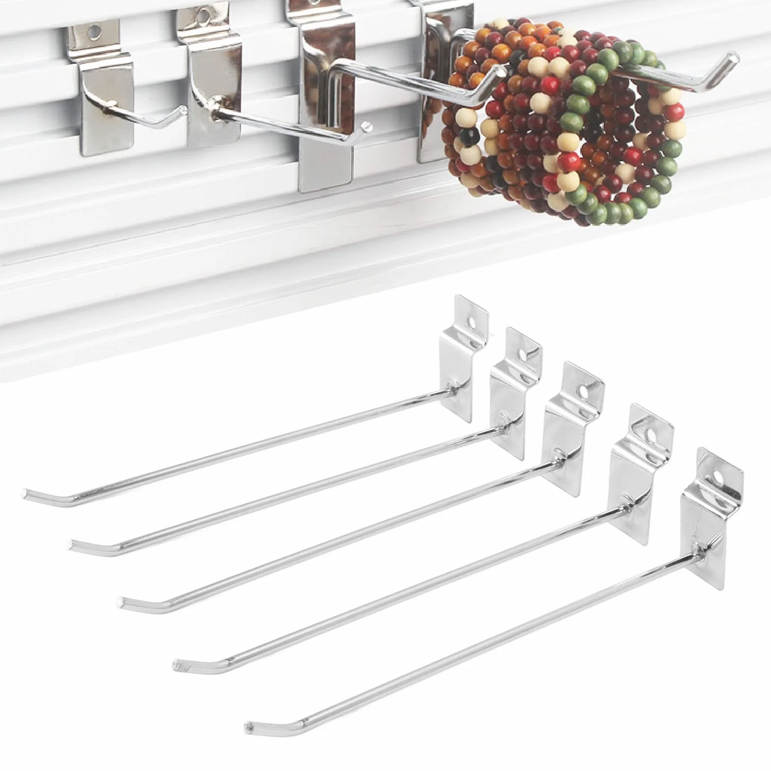 Ganci per Pannello Dogato 20cm 50 Pezzi, Gancio per Display per Griglia in Metallo Forato per Supermercato