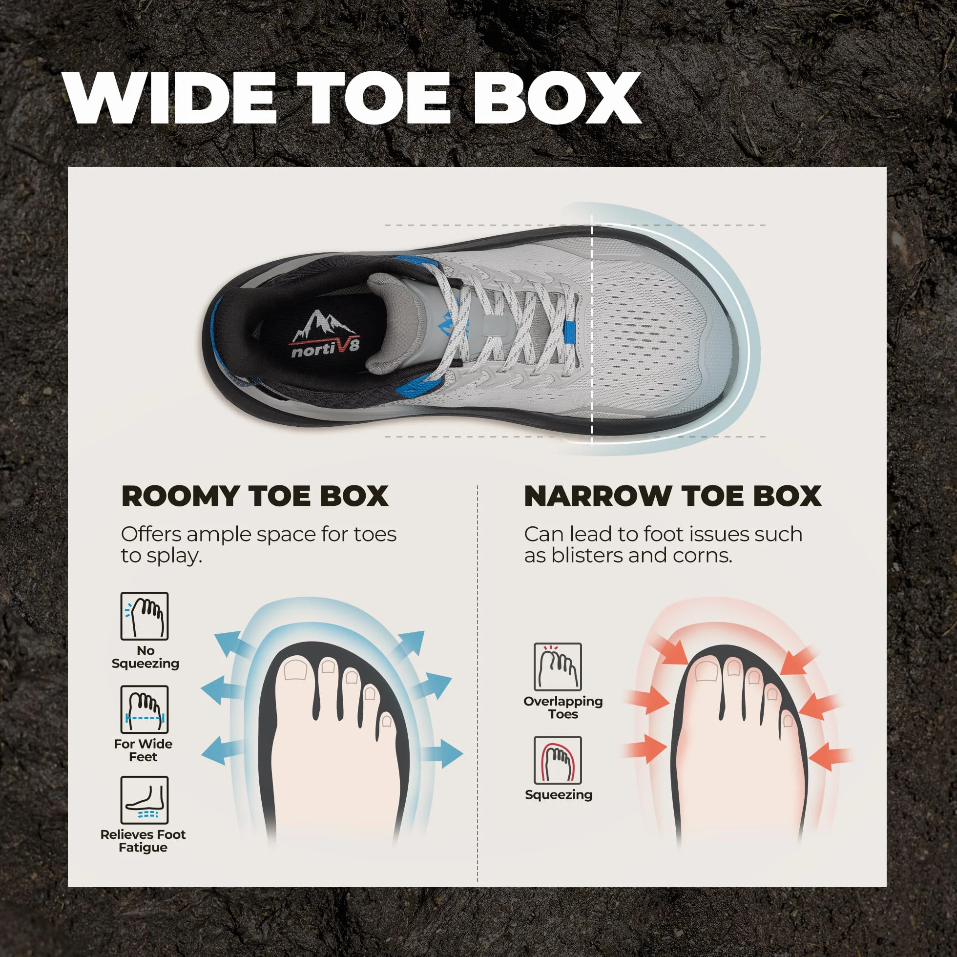 NORTIV 8 Scarpe Trail Running Punta Larga Uomo, Ammortizzate Camminata a Piedi Nudi, Tennis, Allenamento, Palestra, Cross Training, alla Moda