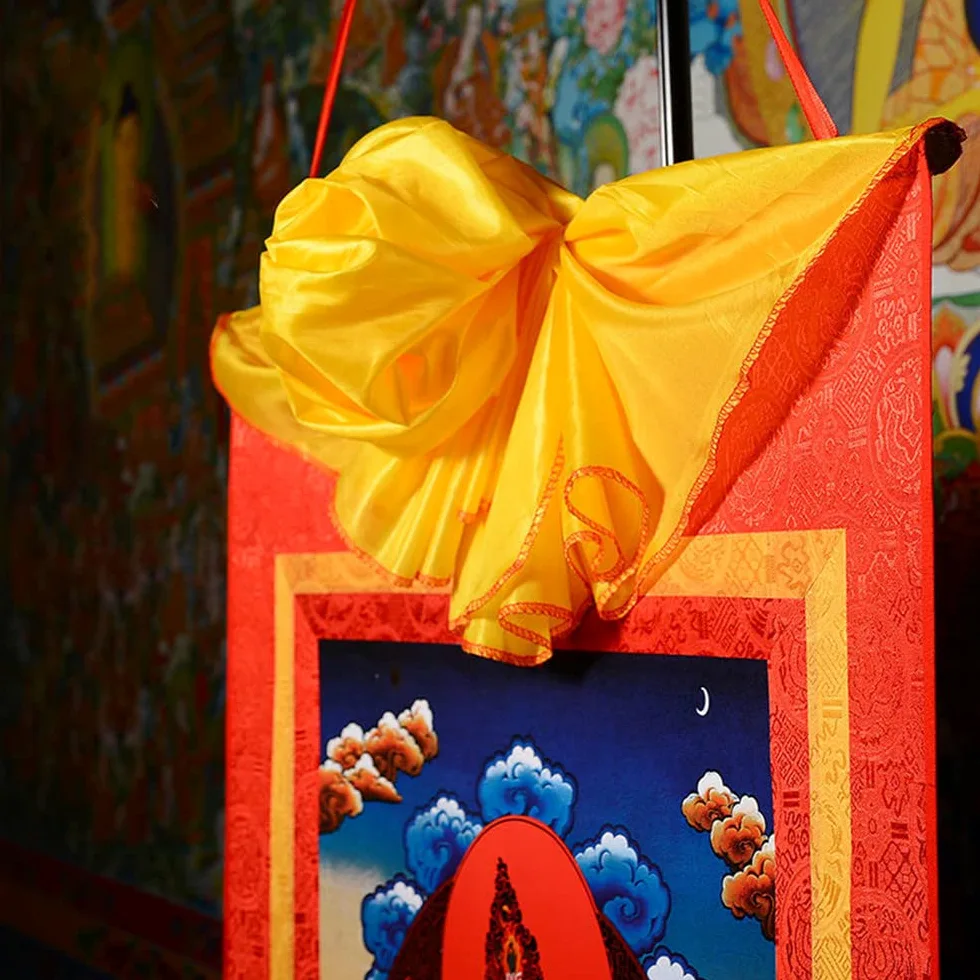 Thangka tibetano, pittura thangka, arazzo buddista, buddismo tibetano tantrico Thangka da appendere alla parete, Bhaisajyaguru, Buddha della medicina, arazzo buddista in broccato stampato a caldo for