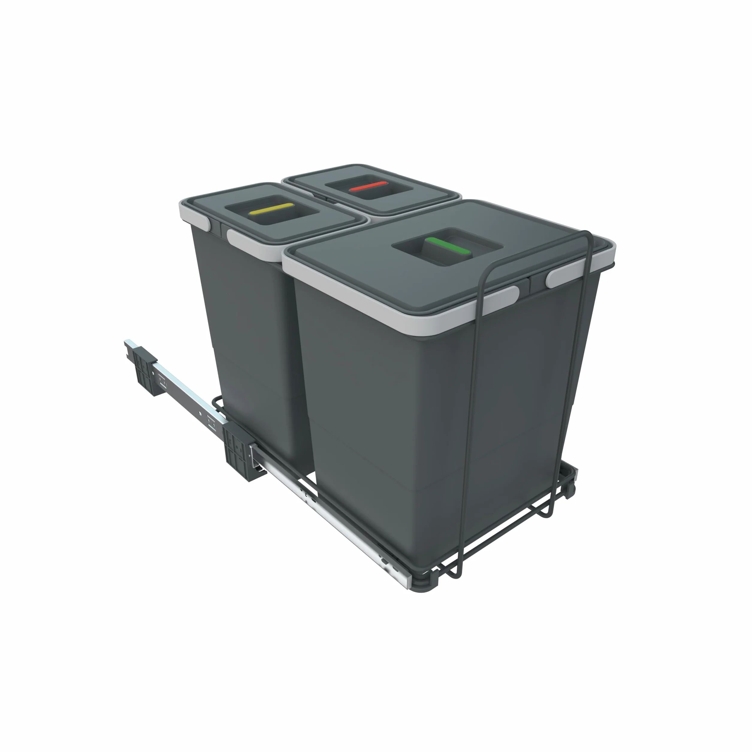 Elletipi PF01 34B1 Pattumiera Differenziata Estraibile per Base in Filo di Acciaio e Plastica con Guide in Metallo, Capacità 18 + 8 + 8 Litri