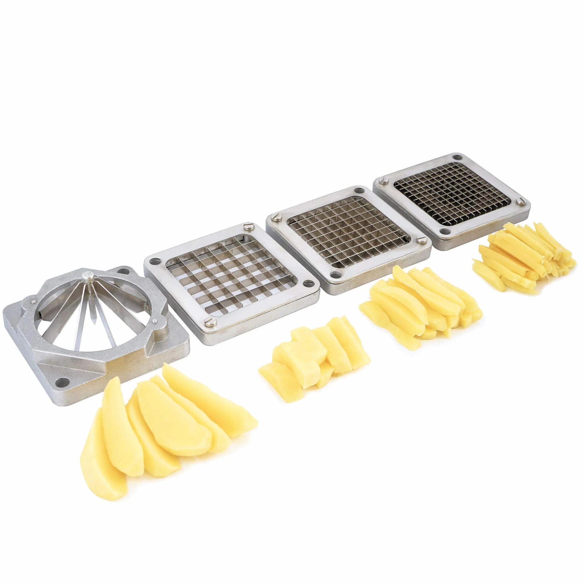 Mahlzeit - Taglia patate e verdure, ideale per patatine fritte incluse 4 lame in acciaio inox per patate, bastoncini di frutta e verdura, patatine fritte fatte in casa