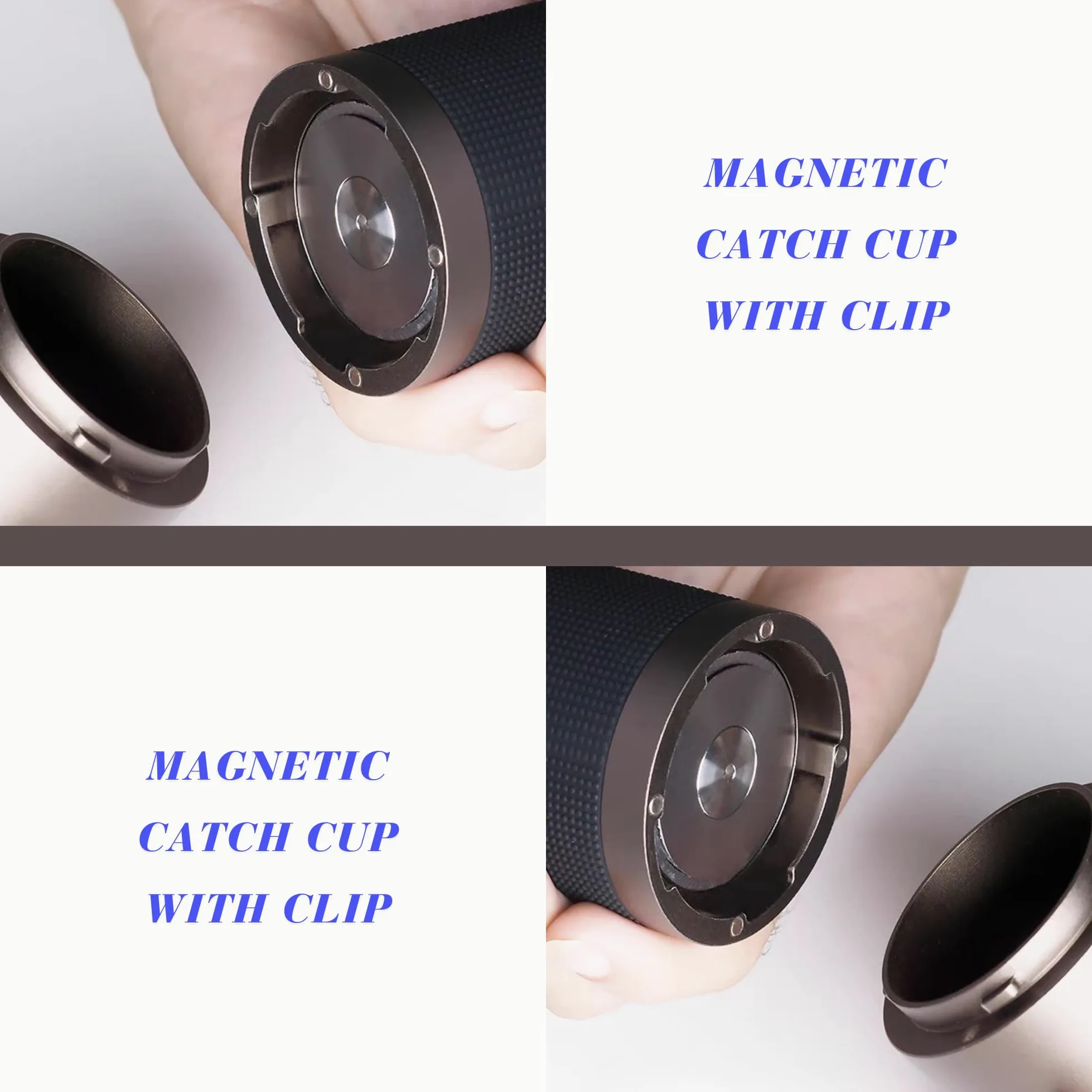 KINGrinder K7 - Macinino da caffè a mano con manico curvo, contenitore magnetico a polvere e clip, meccanismo professionale a 7 bordi in acciaio inox, capacità 30-35 g